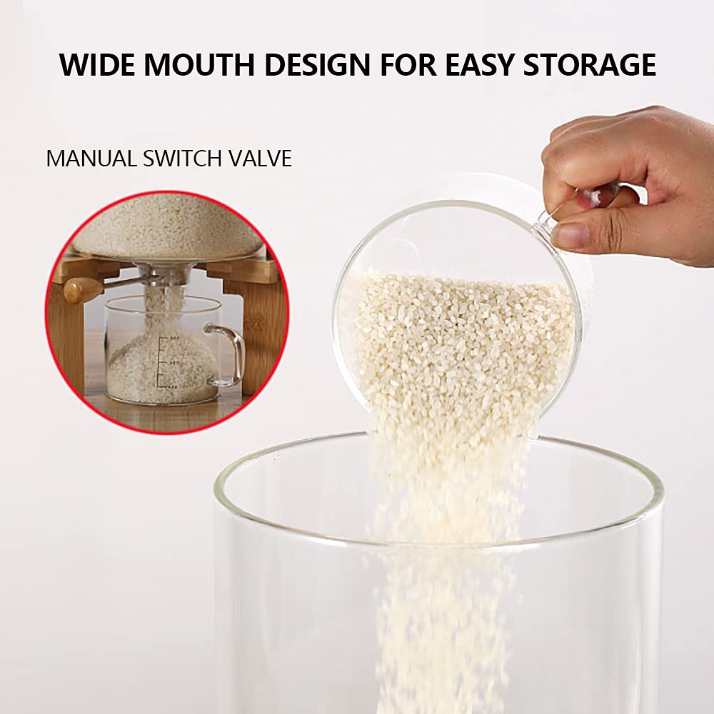 LoyalHeartdy 7.5L Glass Flour and Cereal Storage Container with Airtight Lid & Wooden Stand - Kitchen Pantry Organization for Rice, Pasta, Sugar, Coffee | Perfect for Baking, Cooking & Food Preservation