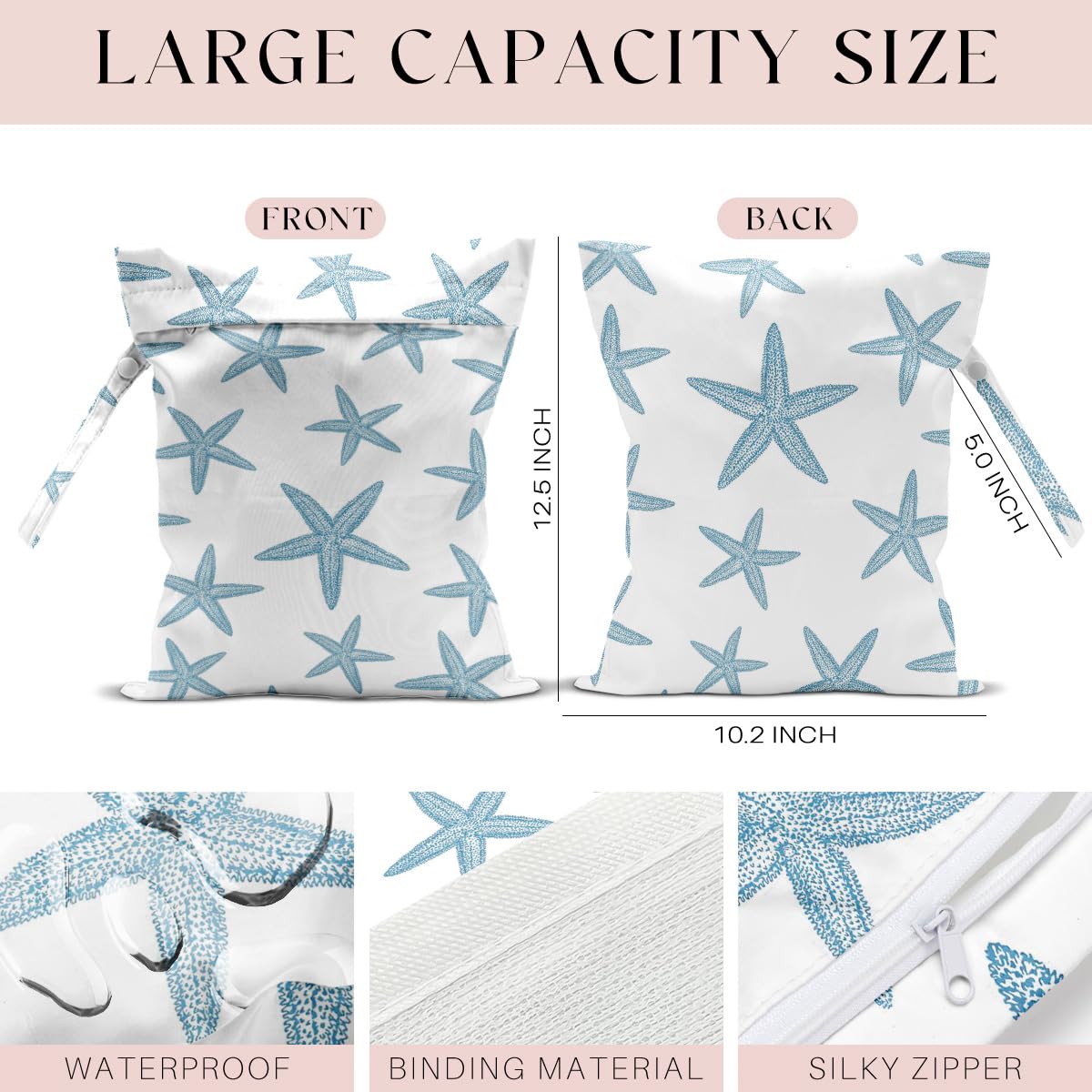 3 Pack Waterproof Wet Dry Bags - Reusable Small Laundry Bags for Swimsuits, Diapers & Beach Essentials | Perfect for Pool, Beach, Cruise Travel & Gym | Women's Travel Accessories & Makeup Organizer