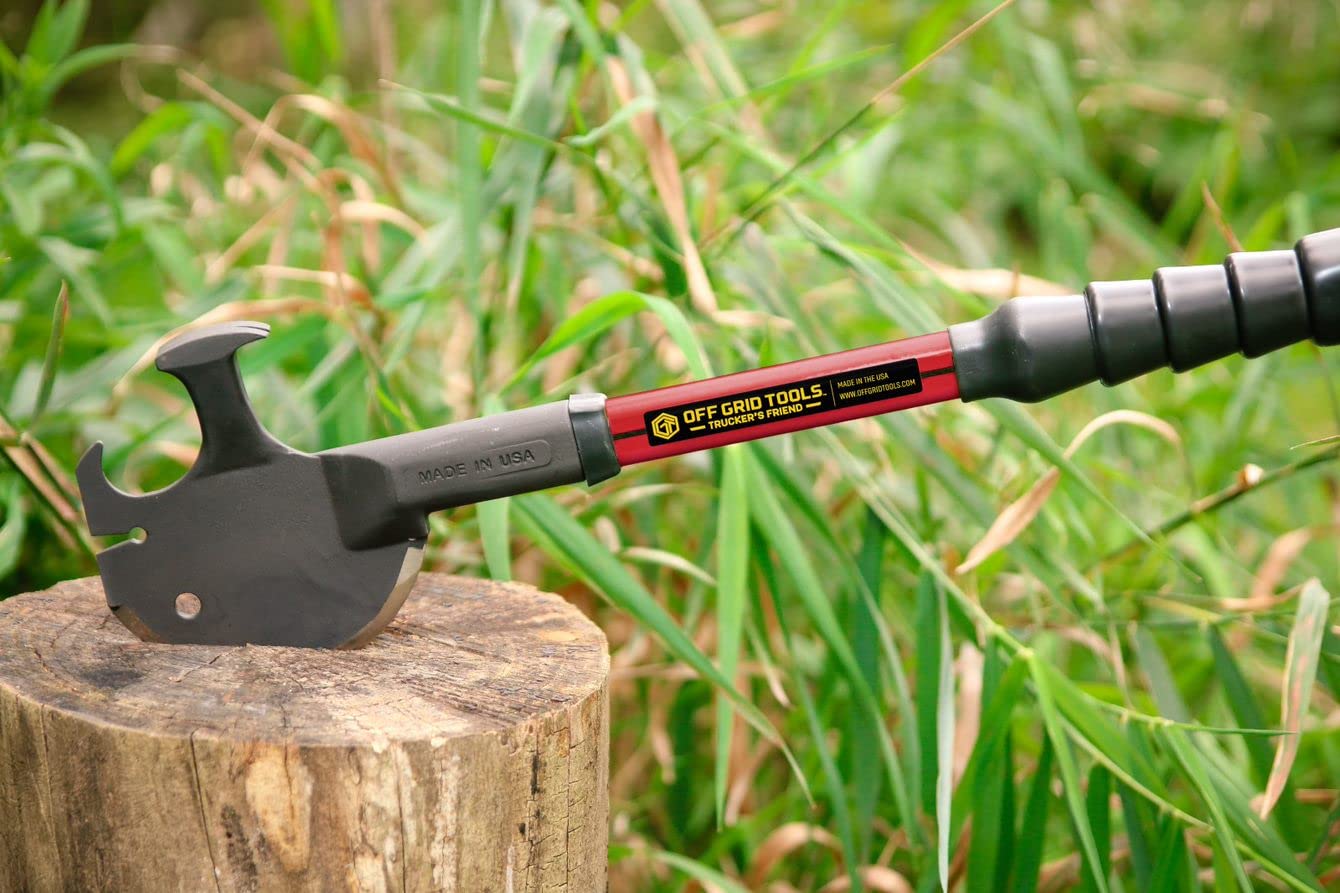 Pro Trucker’s Friend Multi-Tool – Red Carbon Steel Blade, Shock Absorbing Grip, Curved Axe Head, Hammer, Pry Bar & Nail Puller – Perfect for Camping, Survival, Construction & Emergency Situations