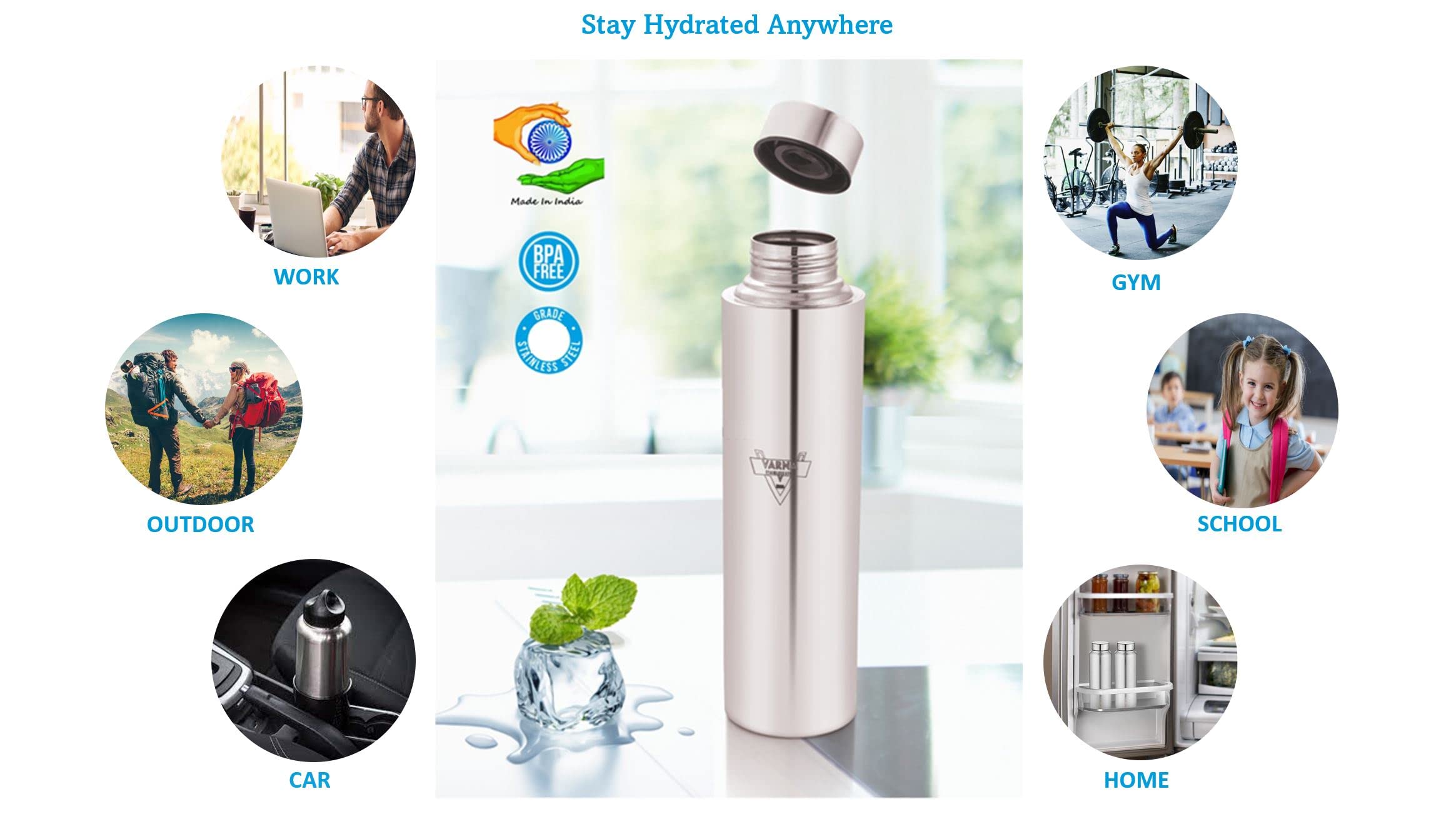 VSSLWB750 Stainless Steel Water Bottle 750ml - Insulated, Leak Proof, BPA Free - Perfect for Gym, Hiking, Travel, Office & Outdoor Activities - Ideal Gift for Students & Sports Enthusiasts