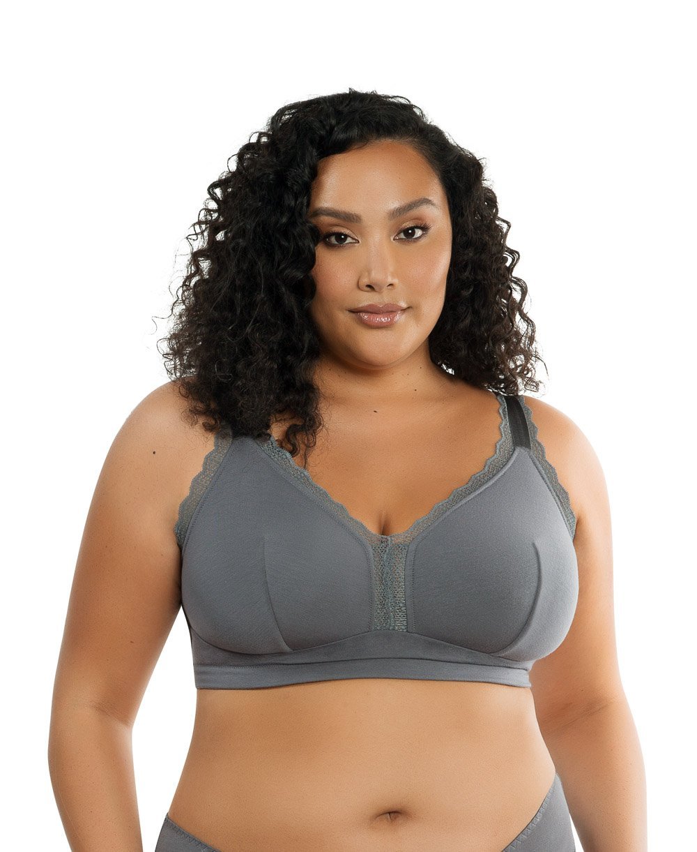 Parfait Dalis Wire Free Bralette - Comfortable Seamless Wireless Bra for Women, Soft Stretchy Lounge & Sleep Bralette in Charcoal Grey | Perfect for Yoga, Relaxing at Home & Everyday Wear