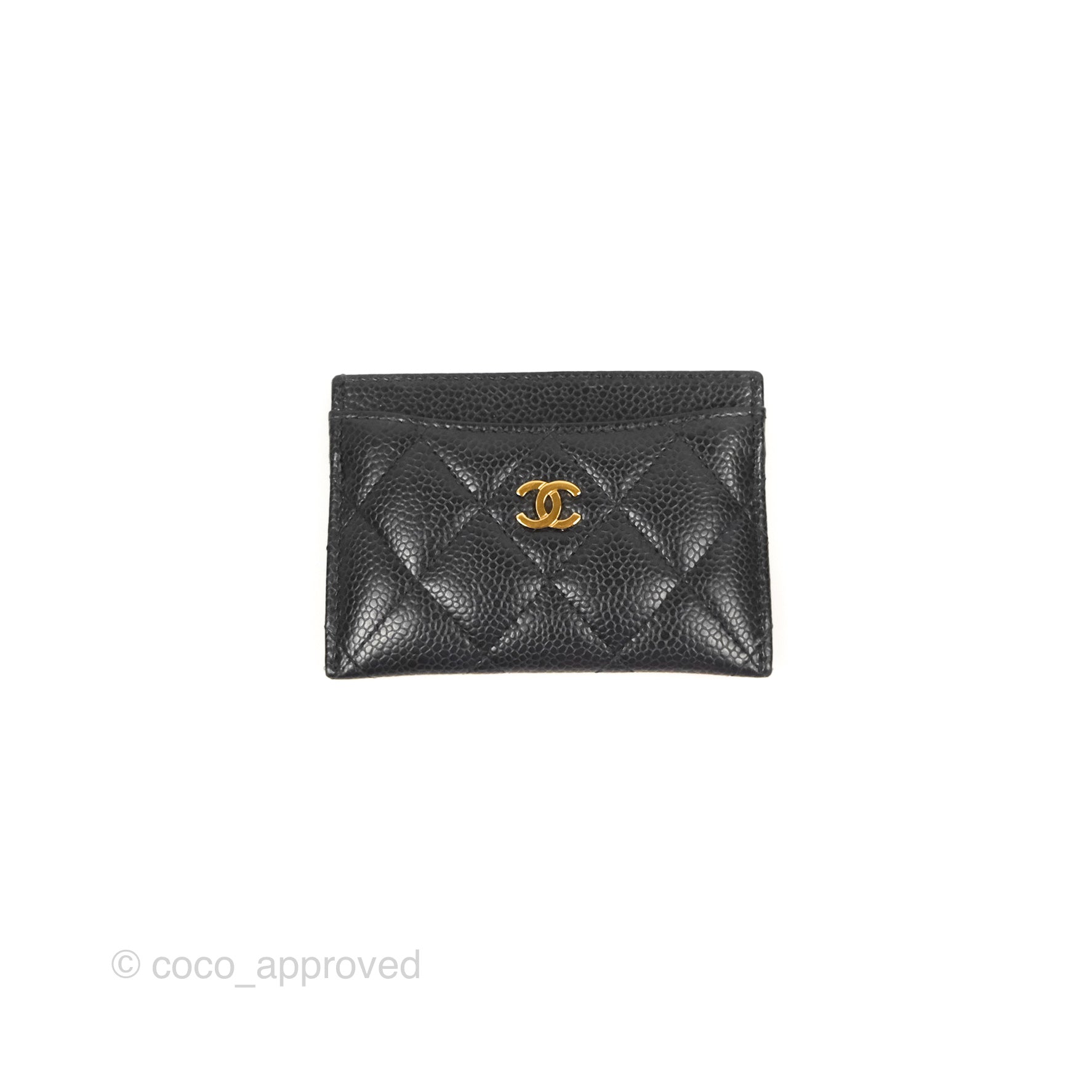 Chanel Classic Flat Card Holder in Black Caviar Leather with Gold Hardware - Luxury Wallet for Women, Perfect for Everyday Use & Gift Giving