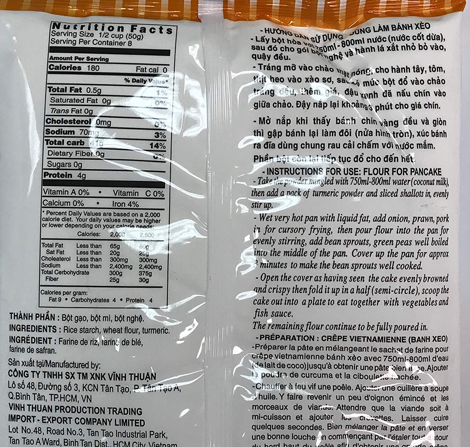 Banh Xeo Flour for Vietnamese Pancakes - 14.01oz (Pack of 3) | Authentic Vietnamese Crepe Mix | Perfect for Home Cooking & Asian Cuisine
