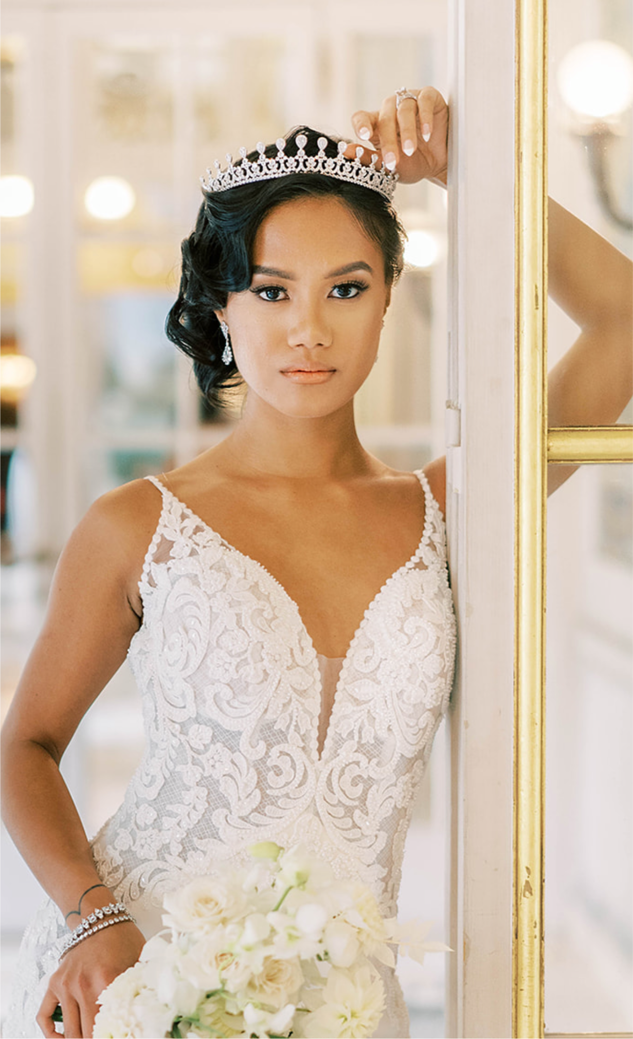 DAPHNE Bridal Tiara – Elegant Crystal Wedding Crown for Bride, Bridesmaid, and Flower Girl | Perfect for Weddings, Prom, Pageants, and Special Occasions