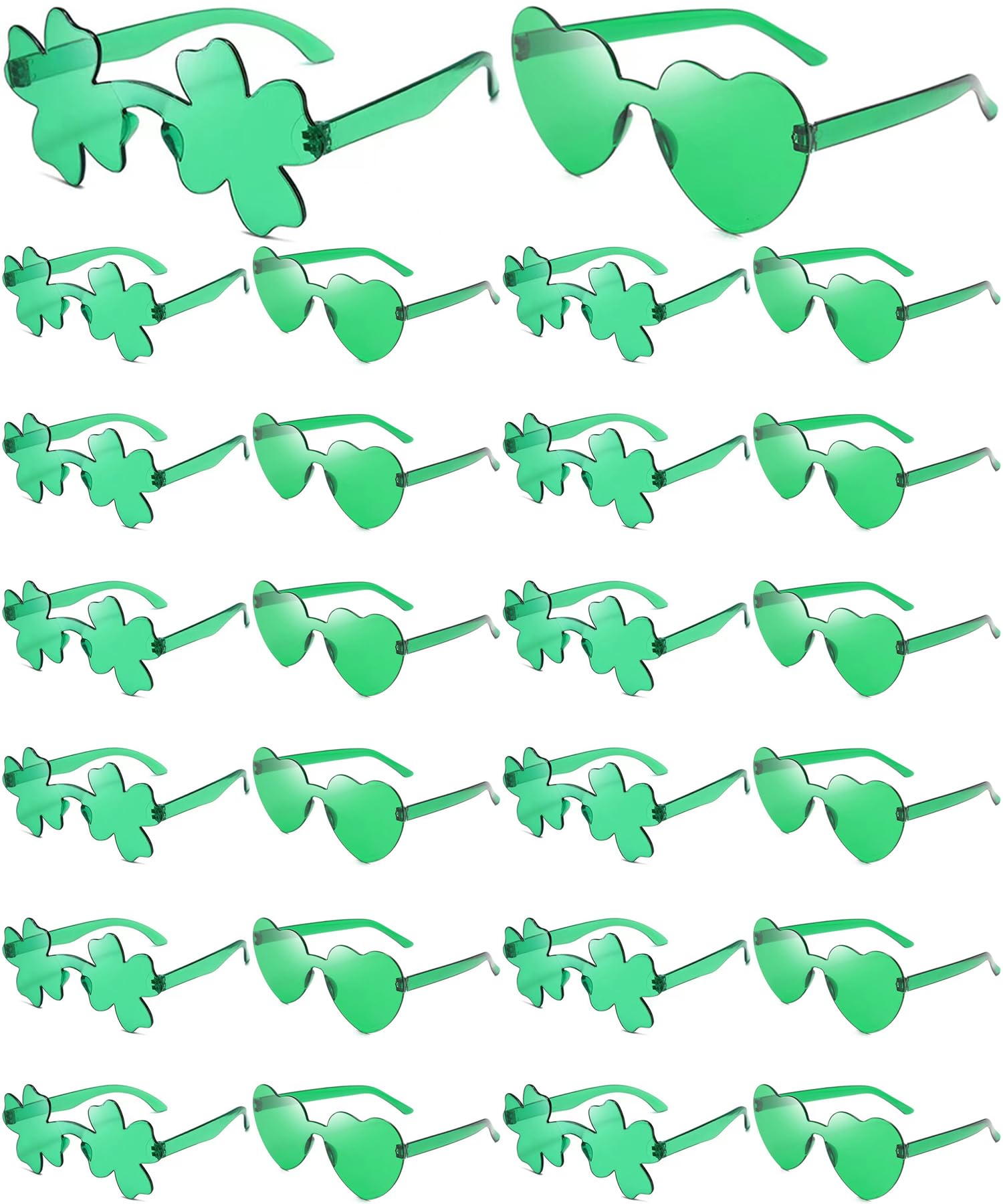 24/12/8/4PCS Shamrock Glasses for St. Patrick's Day - Fun Green Party Accessories for Women & Men - Perfect for Irish Themed Parties, Parades & Pub Crawls