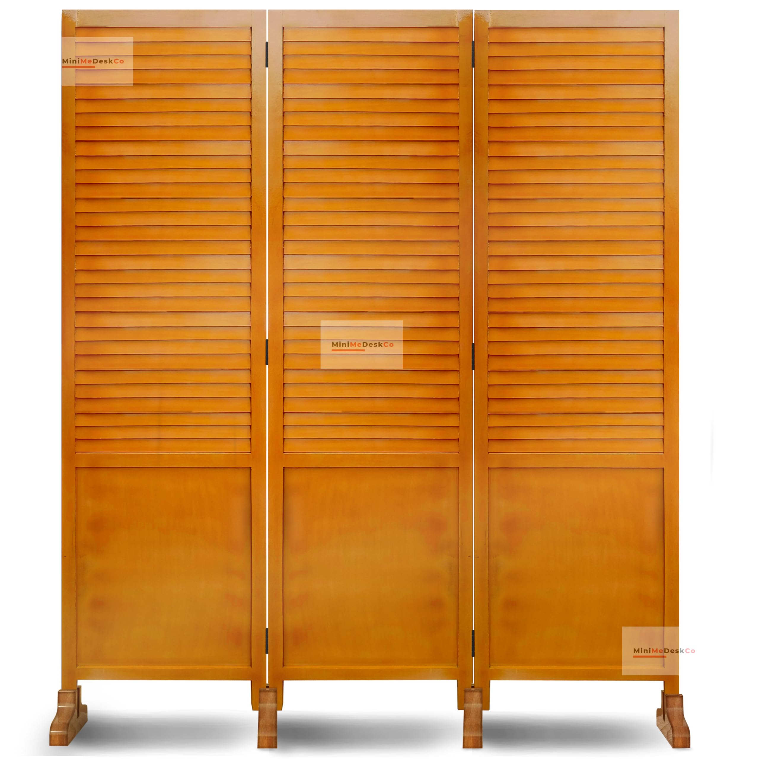 MiniMeDeskCo 3-Panel Wood Room Divider Screen - Portable Partition for Living Room, Bedroom, Office, Restaurant & Hallway - Space Separator with Stand for Home & Commercial Use