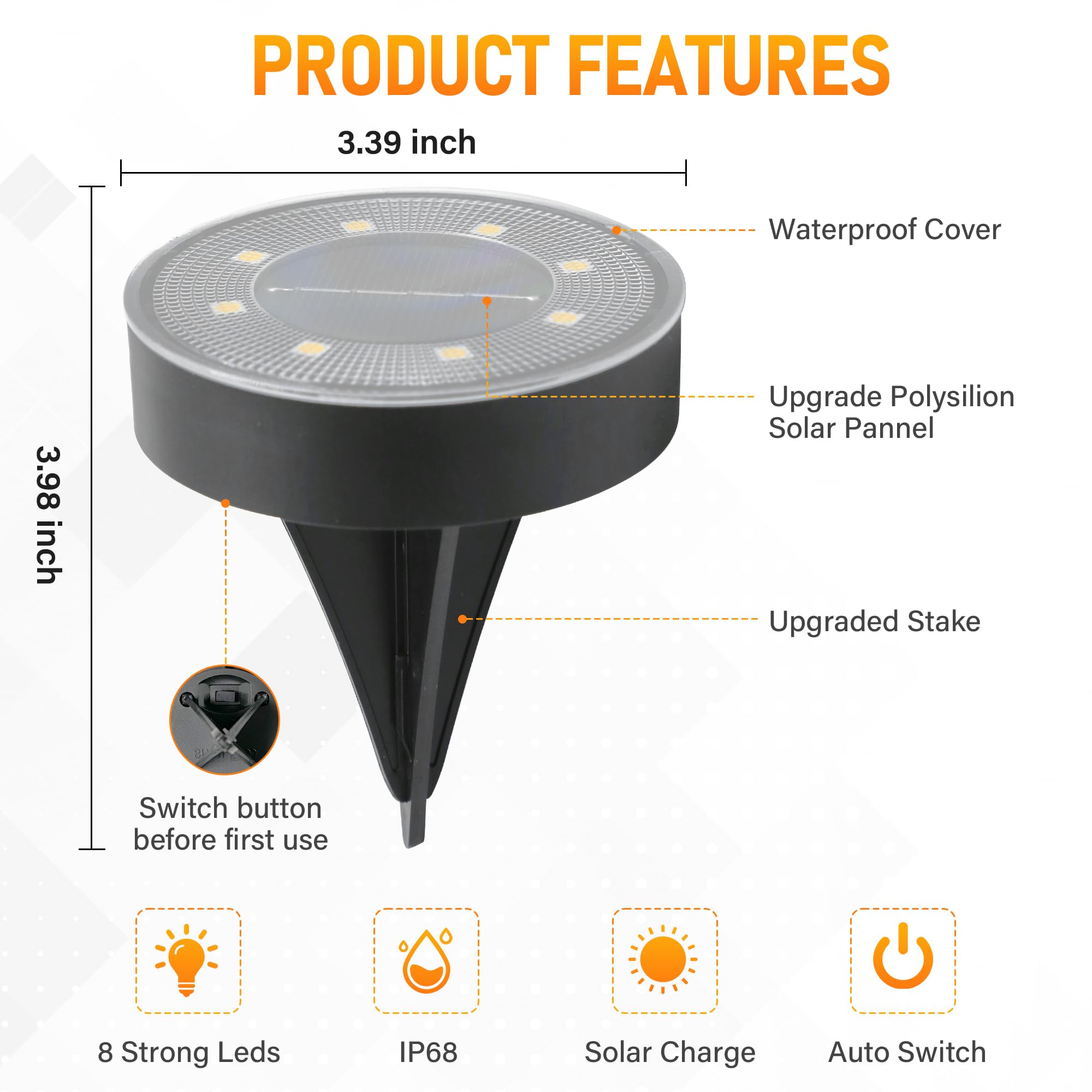 8 Pack Solar In-Ground Lights 2025 - 8 LED Ultra Bright IP68 Waterproof Outdoor Landscape Lighting for Garden, Patio, Pathway, Yard, Deck | Warm White | Perfect for Driveway Borders, Walkway Illumination & Backyard Decor