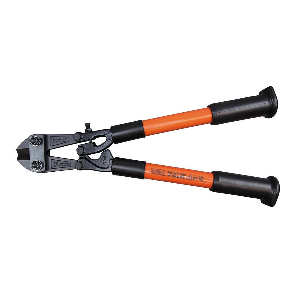 Klein Tools 63118 18-Inch Fiberglass Handle Bolt Cutter - Heavy Duty Wire & Bolt Cutting Tool for Electrical, Construction & DIY Projects
