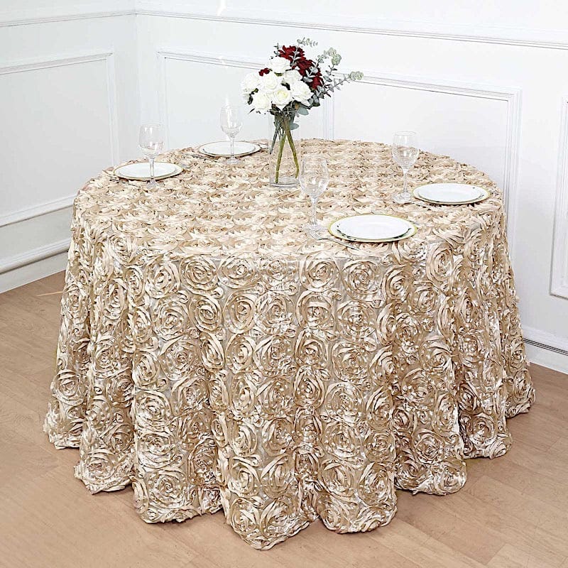 120-Piece Satin Ribbon Roses Tablecloth - Elegant Round Table Cover for Weddings, Parties & Home Decor - Perfect for Dining Tables, Centerpieces & Event Decorations