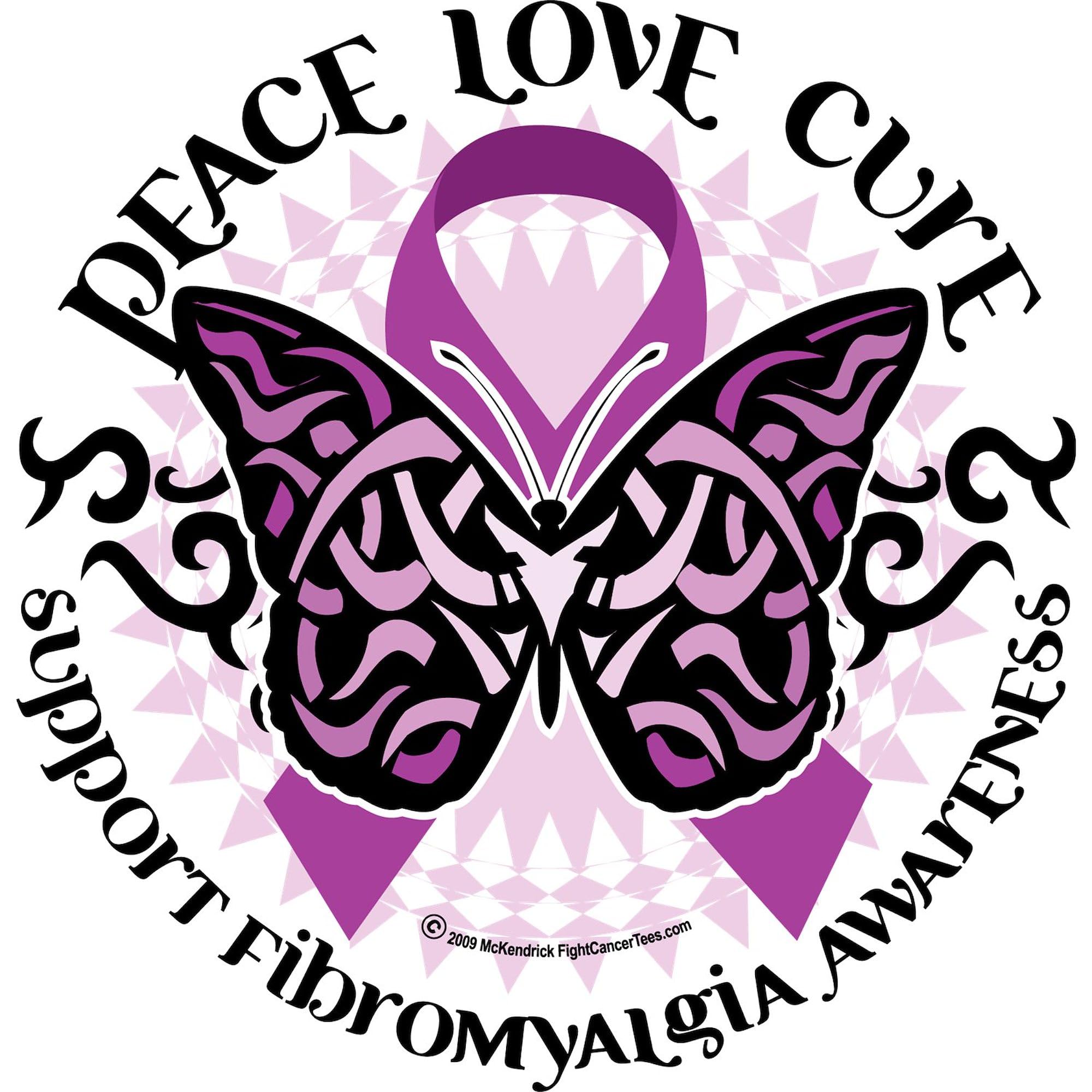 Fibromyalgia Awareness Butterfly Tribal Square Sticker - Waterproof Vinyl Bumper Decal for Cars, Laptops, Windows - Support Chronic Illness & Pain Relief Advocacy