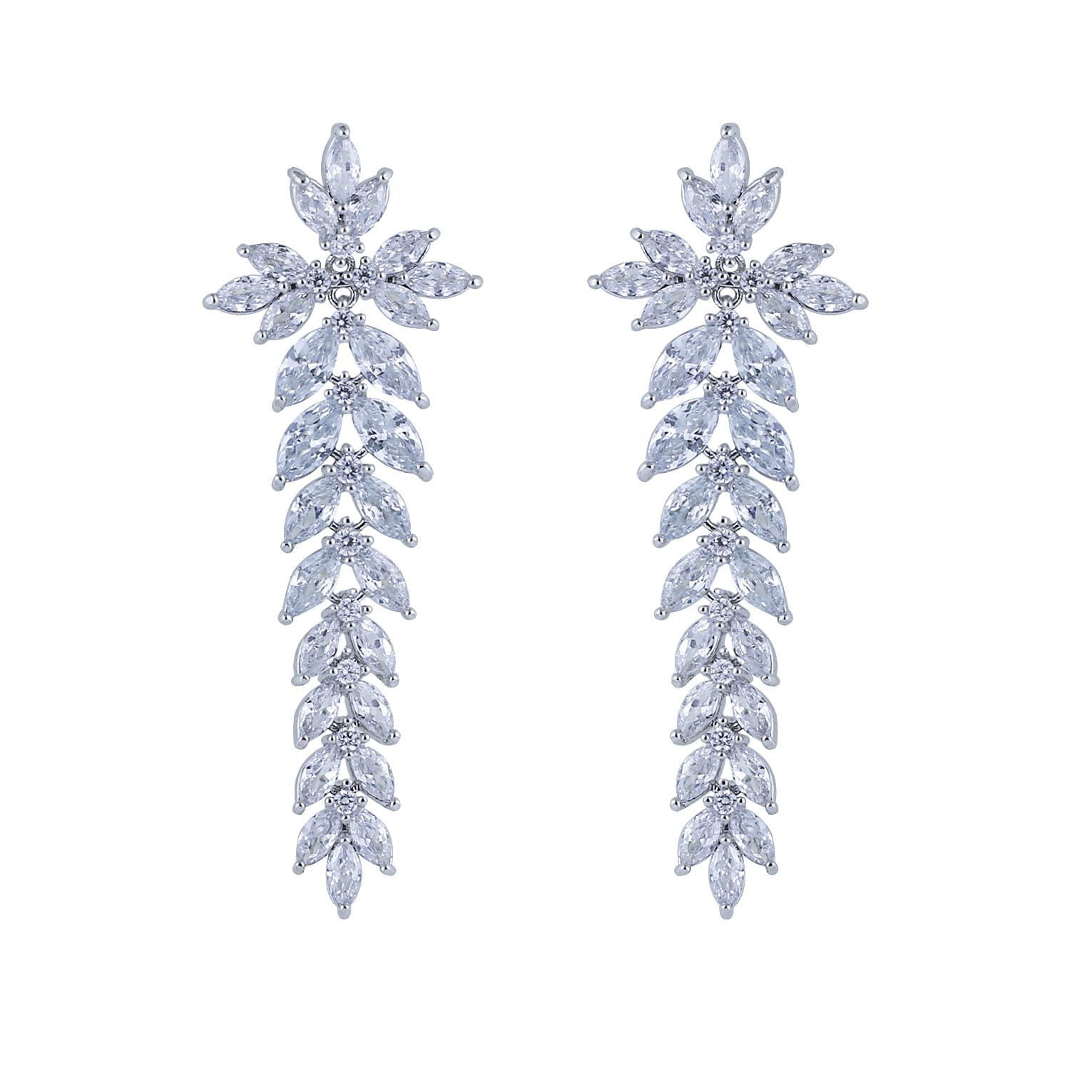 Cubic Zirconia CZ Copper Water Drop Dangle Earrings for Women - Elegant Crystal Stud Earrings for Party, Wedding & Evening Occasions