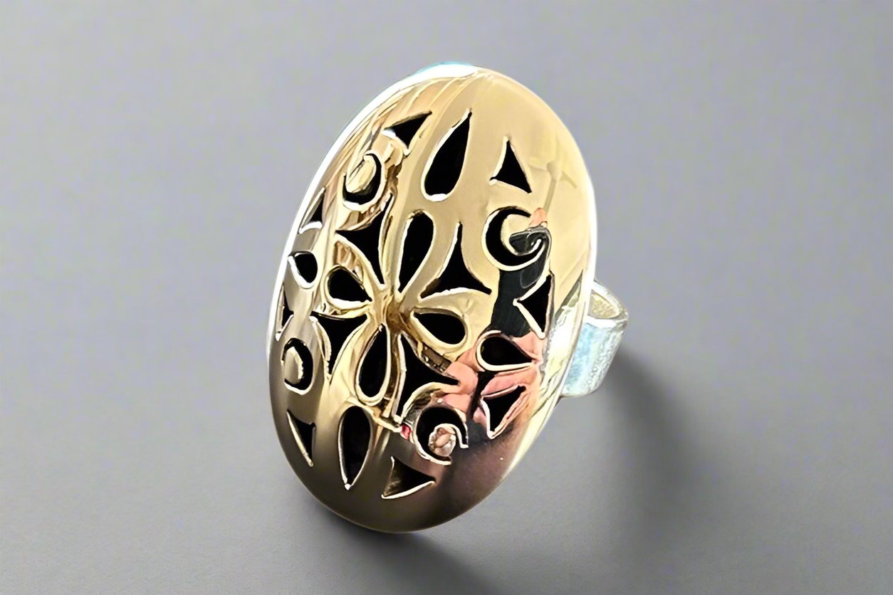 Elegant Sterling Silver Mosaic Cutout Oval Ring – Perfect for Weddings, Parties & Everyday Wear