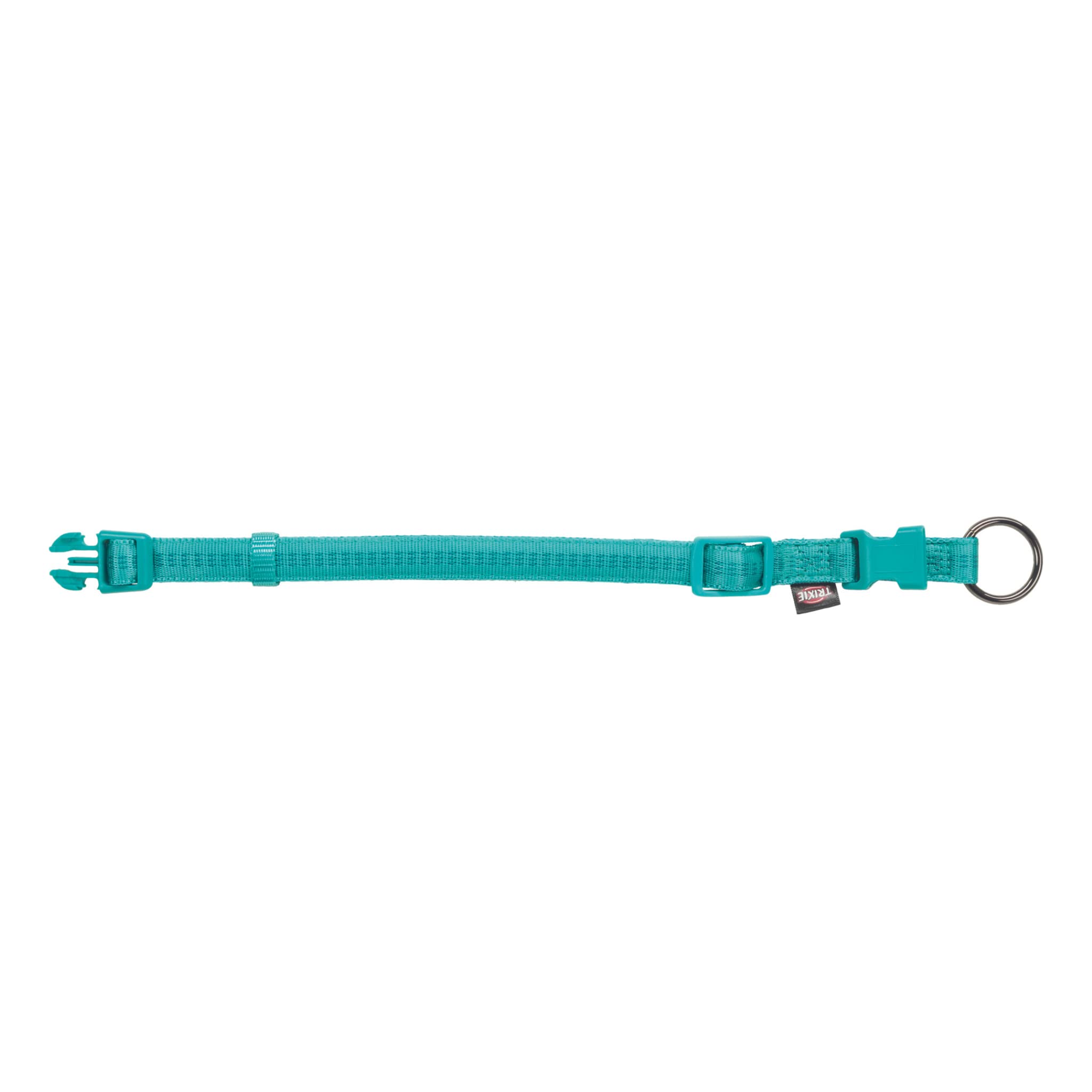 Premium TRIXIE Softline Elegance Dog Collar - Adjustable Nylon Pet Neck Belt with Strain-Relieved Buckle & Soft Padding (10-14 Inch/15mm, XS-S, Ocean Teal) - Perfect for Daily Walks, Training & Fashion Accessory