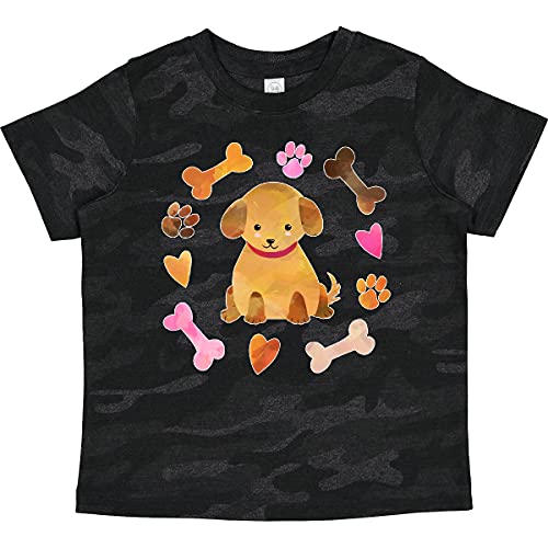 Inktastic Cute Puppy Valentine with Hearts and Bones Toddler T-Shirt - Adorable Dog Lover Outfit for Kids, Valentine's Day Gift, Casual Playdate & Family Photo Outfit