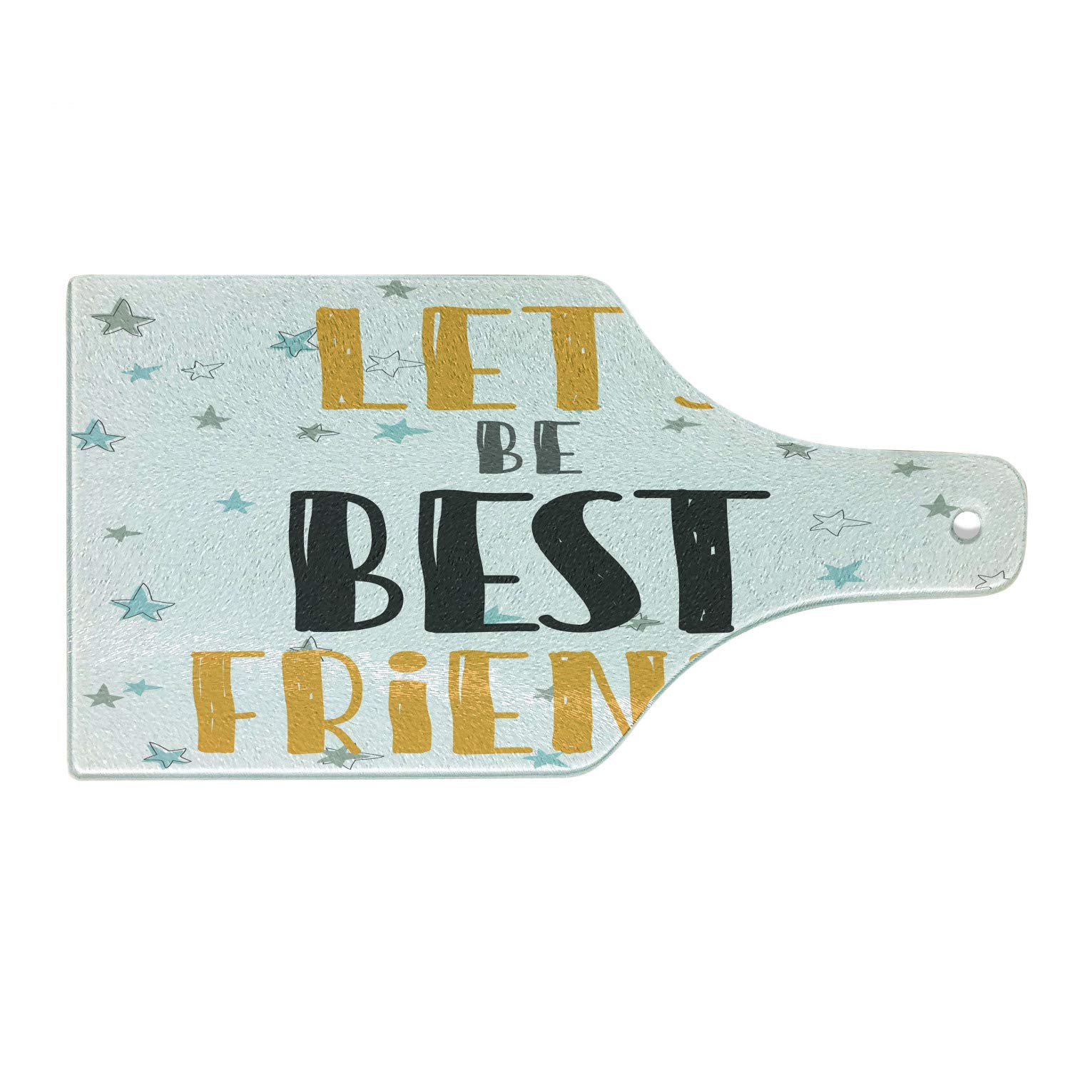 Ambesonne Best Friend Tempered Glass Cutting Board - Wine Bottle Shape, Decorative Serving Board with 