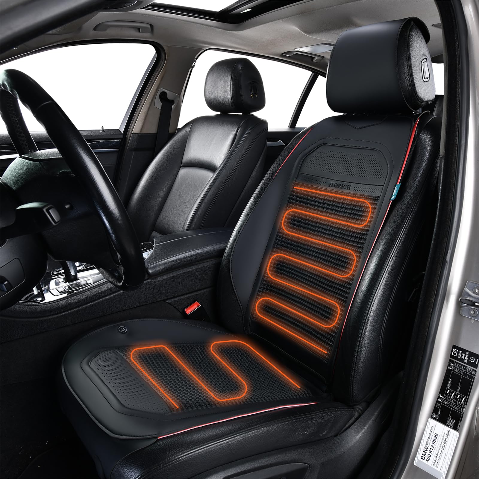 Premium Leather Car Seat Cushion for Full Back & Seat - 3-Level Adjustable Universal Fit for Cars, Trucks & SUVs (Black & Red) | Comfort Support for Long Drives, Commuting & Road Trips