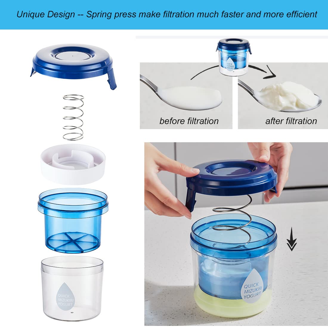 Greek Yogurt Strainer Maker - Yogurt Cheese & Nut Milk Filter Machine - Kitchen Gadget for Homemade Curd, Juice & Dairy - Perfect for Healthy Breakfast & Meal Prep