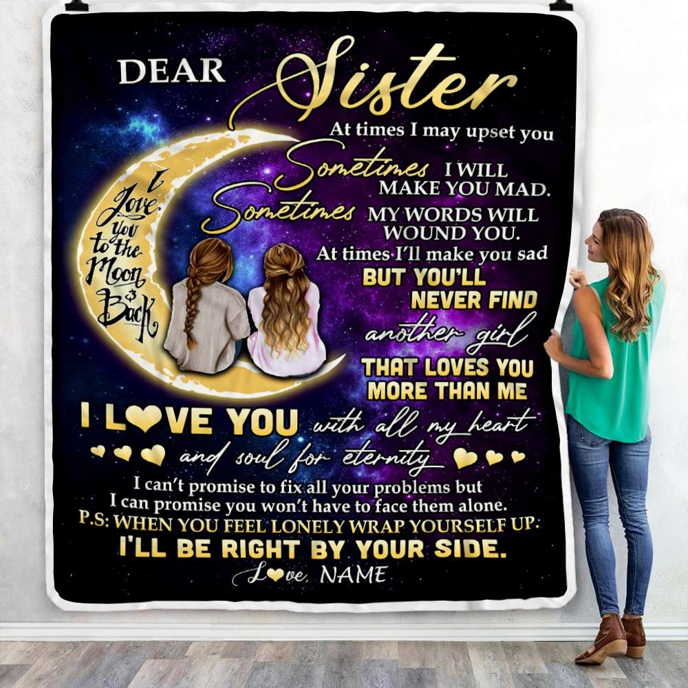 Custom Sister Blanket - Personalized Fleece Throw 60x80 in for Birthday, Christmas & Graduation Gifts