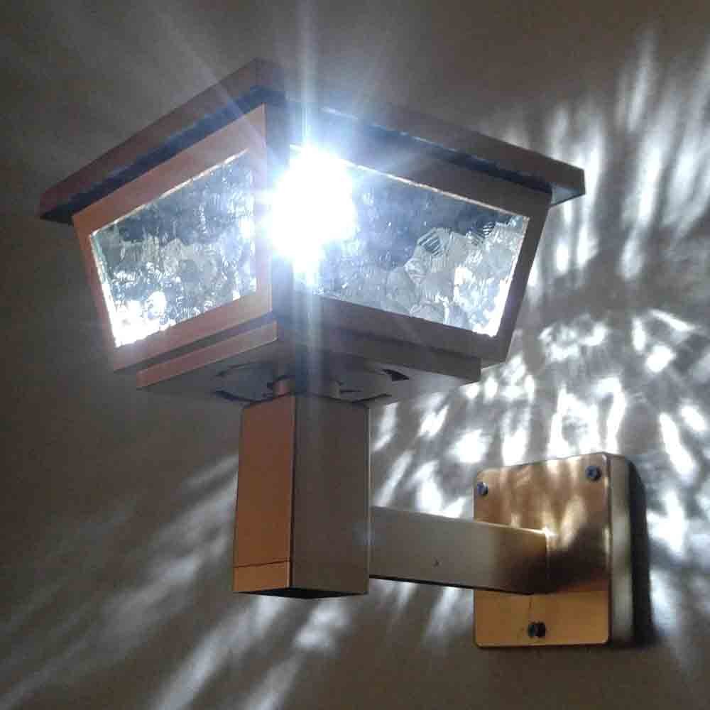 Solar Powered Post Cap Light - 2 SMD LED, Wall or Post Mount for 5x5, 4x4, 6x6 Wooden Fence Posts (Gold) - Perfect for Garden, Patio, Deck & Pathway Lighting