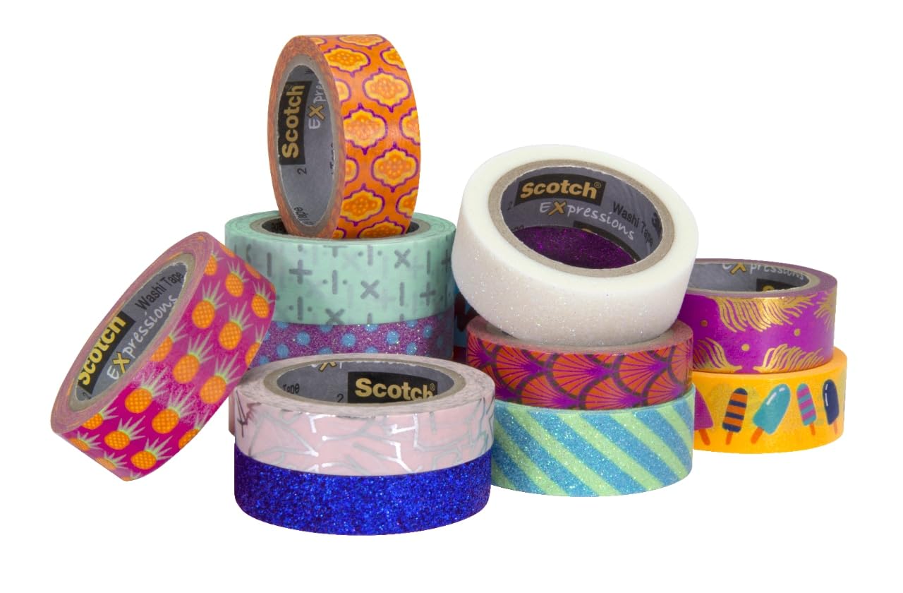 Scotch Expressions Washi Tape - 6 Rolls of Orange Decorative Craft Tape, 0.59