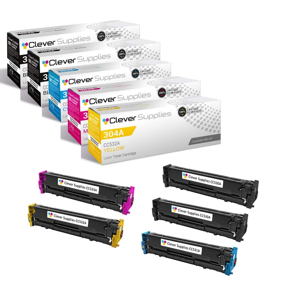 HP CM2320 Compatible Toner Cartridge Replacement - 5 Color Set (Black, Cyan, Magenta, Yellow) for HP CM2320N/NF/FX/ICP2025DN/CP2025X/MFP - High-Quality Printer Ink Replacement for Office & Home Printing Needs