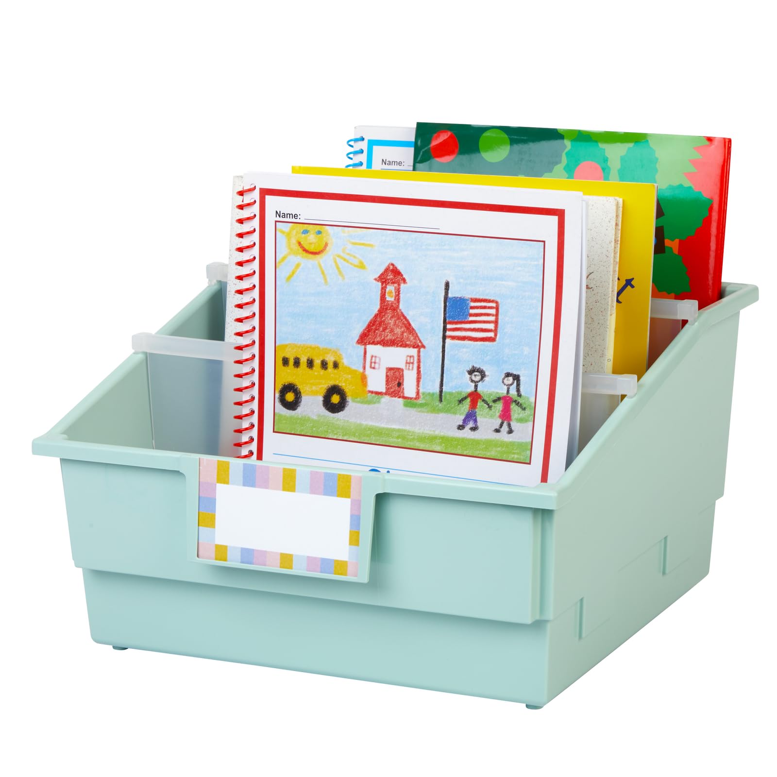 Really Good Stuff Picture Book Classroom Library Bins with Dividers - 6 Pack - Mint Green | Durable Book Storage for Teachers | Perfect for Classroom Organization, Homeschooling & Kids' Reading Corners
