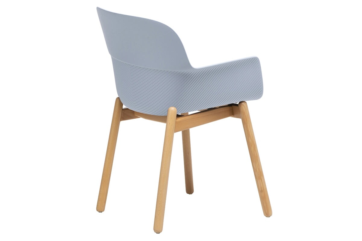 Tommy Tub Plastic Chair with Wooden Leg - Lightweight Outdoor Seating for Patio, Garden, and Poolside Relaxation