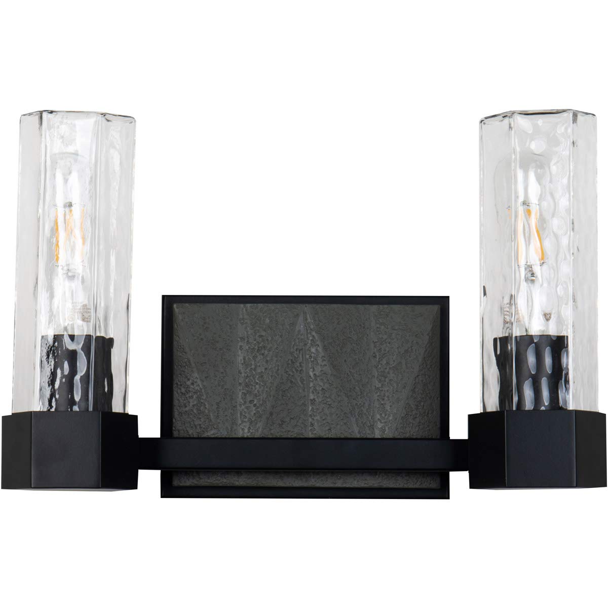 Lucas & McKearn Navarre Bathroom Vanity Light - 2-Light Black & Grey Modern Fixture for Bathroom, Powder Room, or Dressing Area