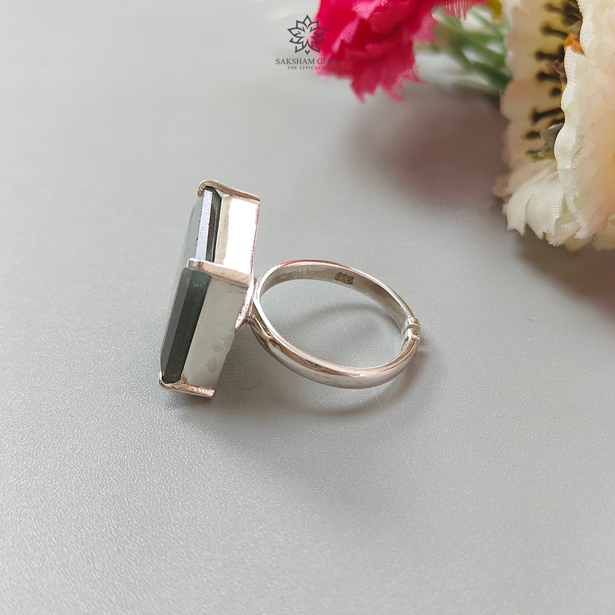 Blue Labradorite Silver Faceted Ring - 6.57g Natural Untreated Square Cut 925 Sterling Silver Adjustable Ring for Women | Elegant Jewelry Gift for Birthday, Anniversary & Special Occasions