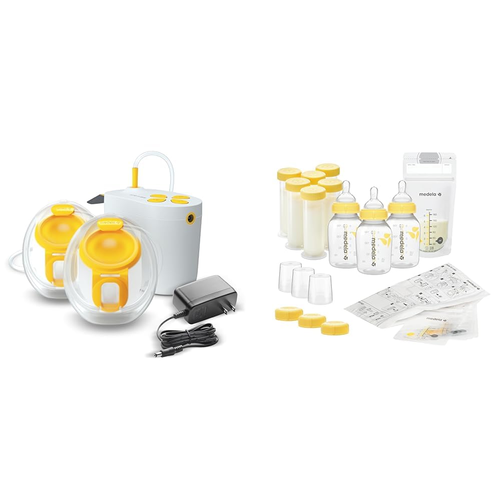 Medela Pump in Style Plug-in Electric Breast Pump with Wearable In-Bra Collection Cups - Complete Breastfeeding Gift Set Includes Milk Storage Bottles, Nipples & Travel Caps - Easy to Clean for Home, Office & Travel Use