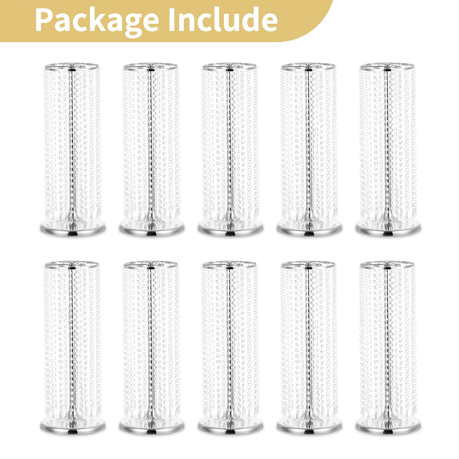 NUPTIO 10-Pack 23.6 Inch Silver Metal Zinc Trumpet Flower Vases - Elegant Wedding Centerpiece Decor for Table Arrangements, Home Decor & Event Styling
