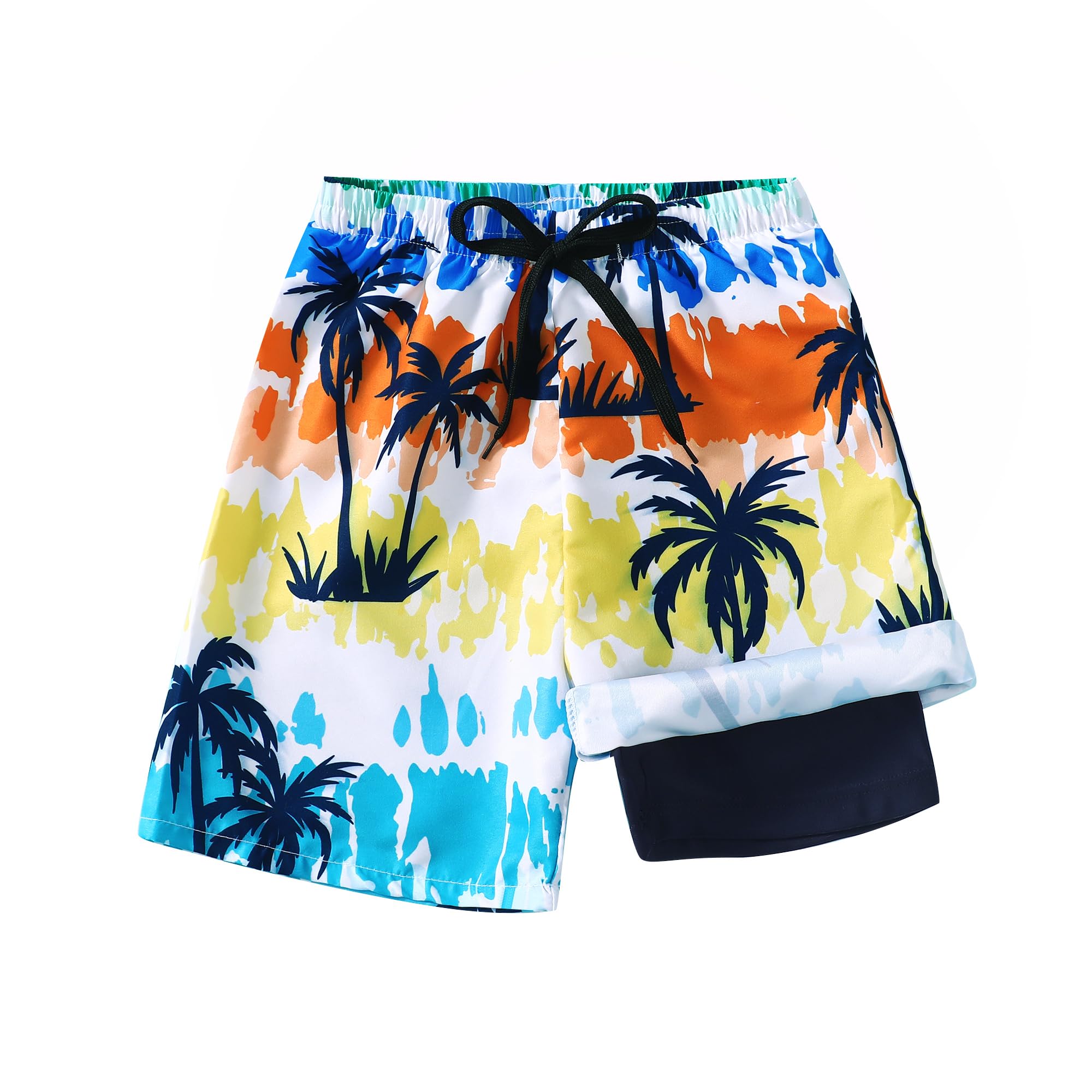 **Boys Swim Trunks with Compression Liner - Quick Dry Stretch Swim Shorts for Teens (Ages 5-16) - Perfect for Swimming, Beach, and Pool Activities**