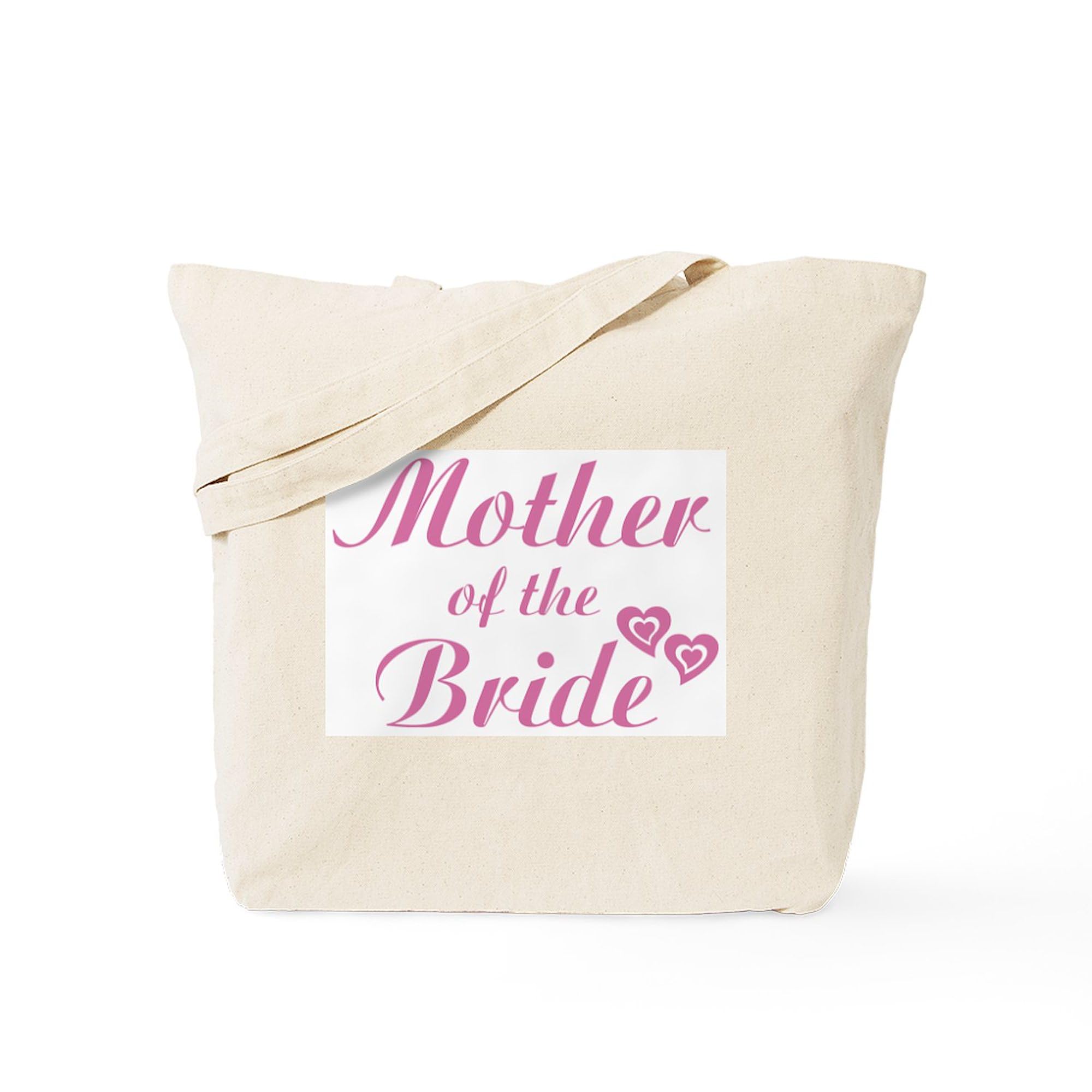 Pink Mother of the Bride Tote Bag - Natural Canvas Reusable Shopping Bag for Weddings, Bridal Showers & Special Occasions