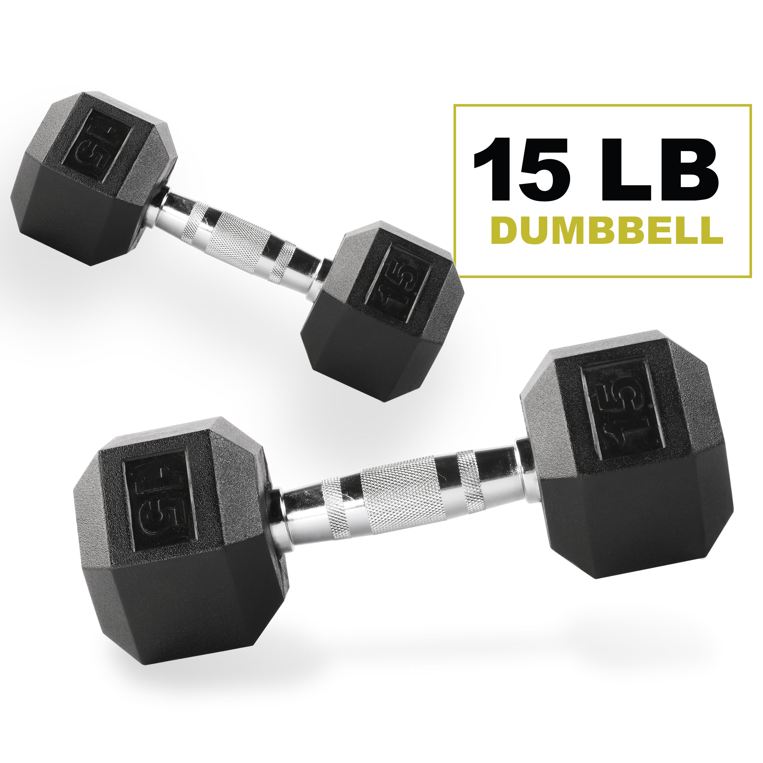 PRCTZ Rubber Encased Hex Dumbbell Set (5-40lb Pair) - Premium Weightlifting Equipment for Home Gym, Strength Training & CrossFit Workouts
