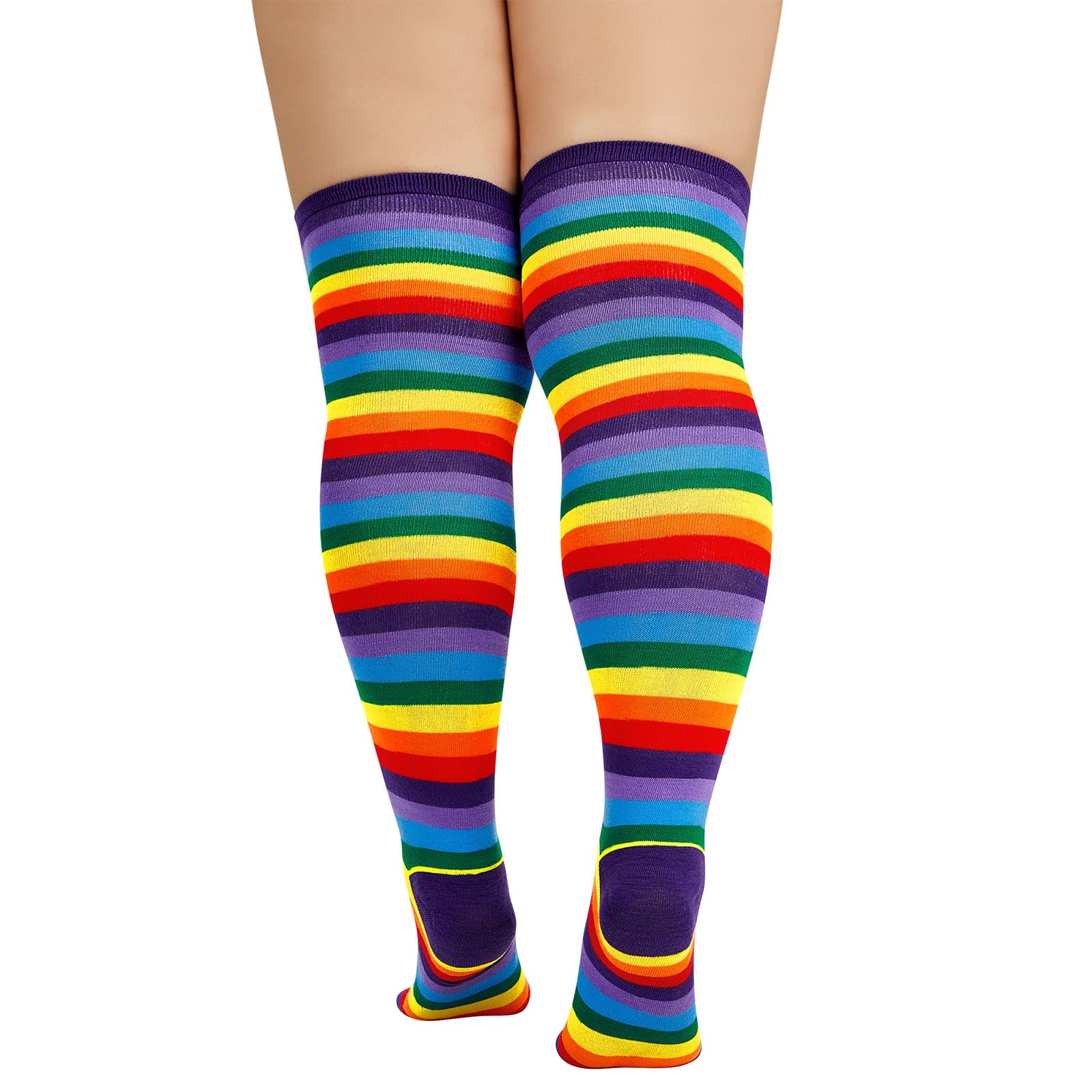 Colorful Women's Rainbow Striped Knee High Socks - Thigh High Stockings & Leg Warmers for Cosplay, Costume Parties & Casual Outfits | Soft & Comfortable Tube Socks for Everyday Wear