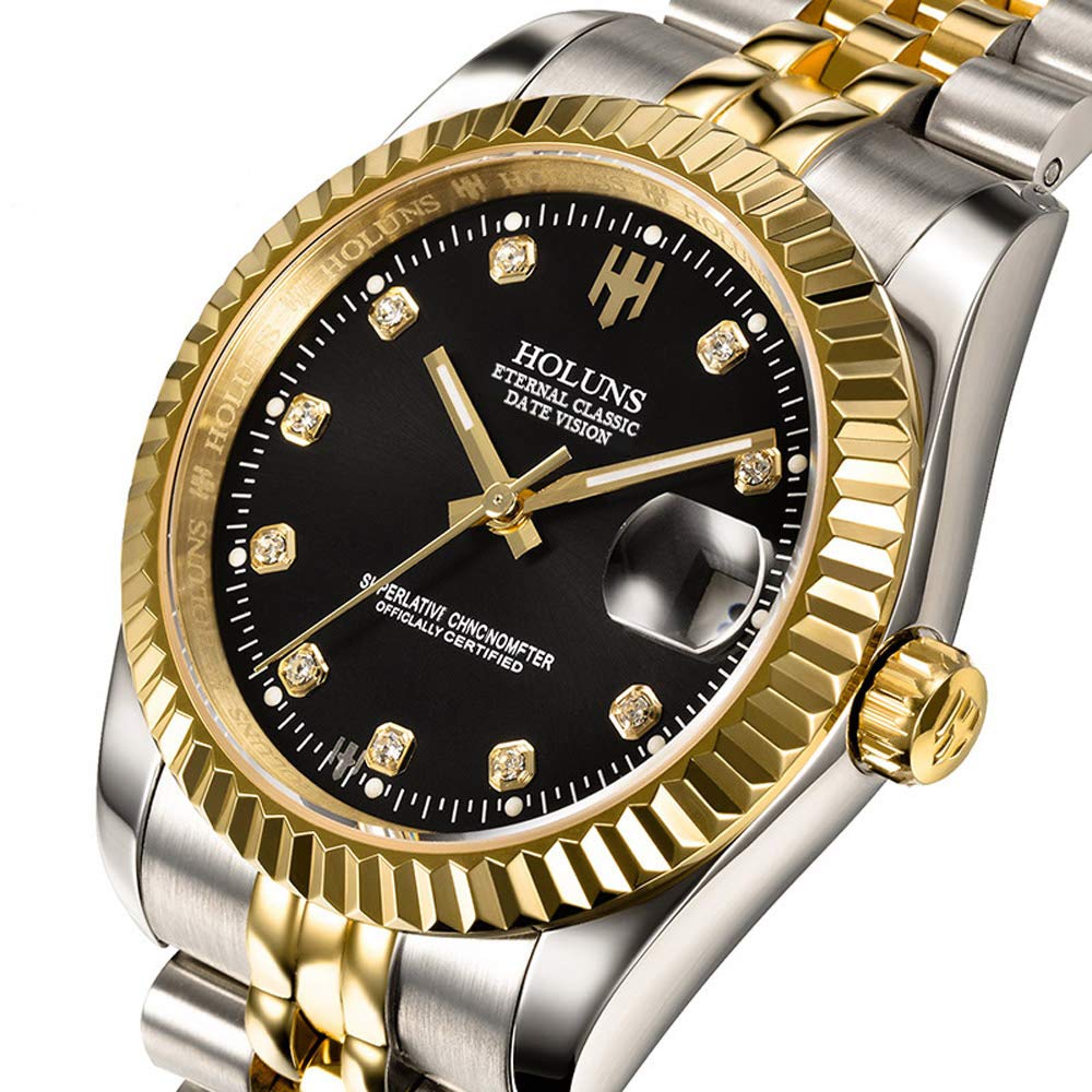 Luxury Men's Automatic Mechanical Gold Watch - Self-Winding Stainless Steel Case, Sapphire Crystal Glass, Waterproof Dress Watch for Business, Formal Events & Special Occasions