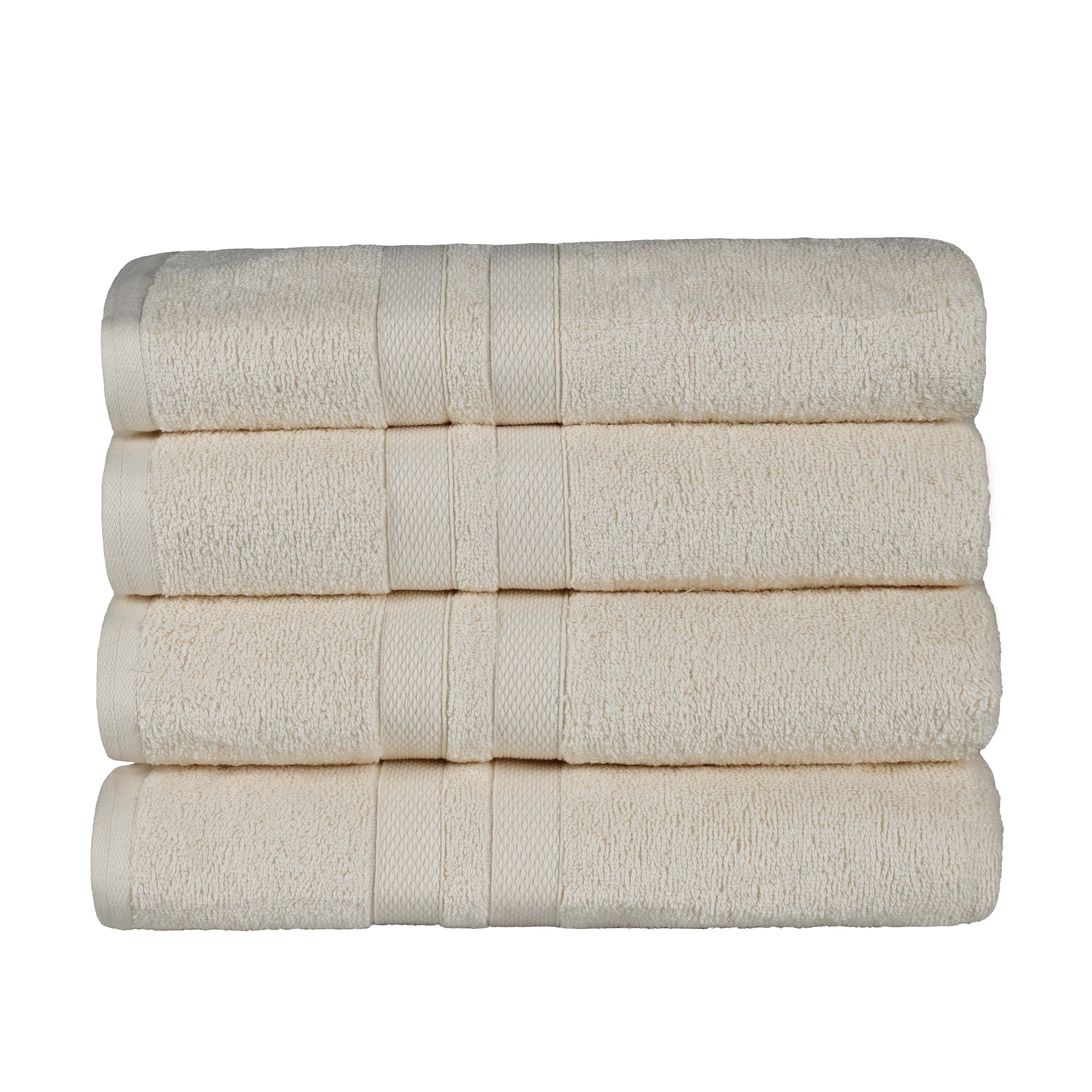 Premium Ultra Soft 100% Cotton Bath Towels Set of 4 - Highly Absorbent, Quick-Drying, Solid Color Bath & Beach Towels for Spa, Gym, Pool, and Home Use