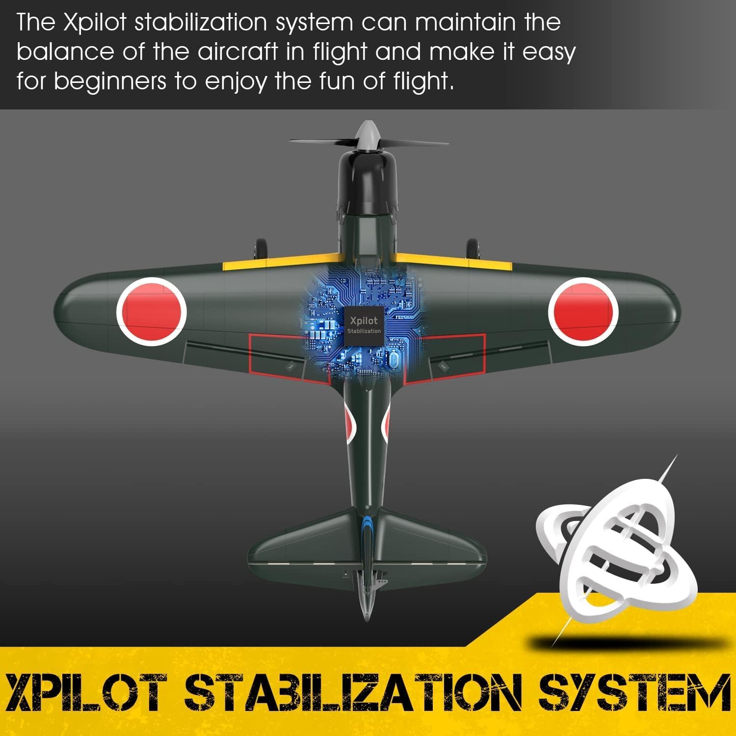 VOLANTEXRC A6M Zero WWII RC Airplane for Beginners - 4CH 2.4Ghz Remote Control Plane with Aileron, Xpilot Self-Righting & One Key Aerobatic - Perfect Gift for Adults & RC Enthusiasts (761-15 RTF) - Great for Outdoor Flying, Backyard Practice & Aerial Stunt Shows