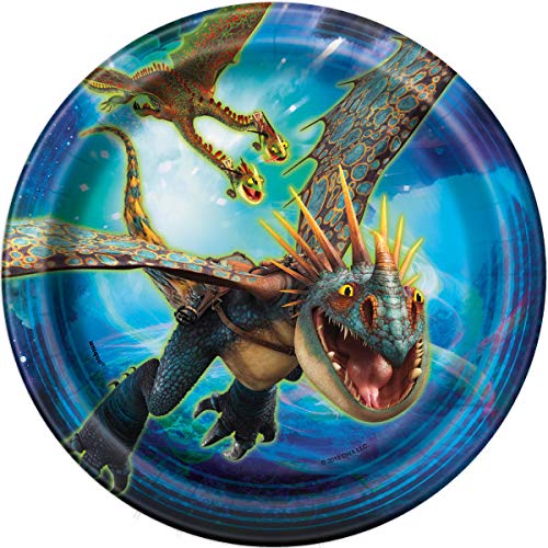 How to Train Your Dragon Birthday Party Supplies Set - 8 Dessert Plates, 8 Lunch Plates, 16 Napkins, Table Cover, Banner, 8 Masks & Stickers - Perfect for Kids' Themed Birthday Decorations & Celebrations