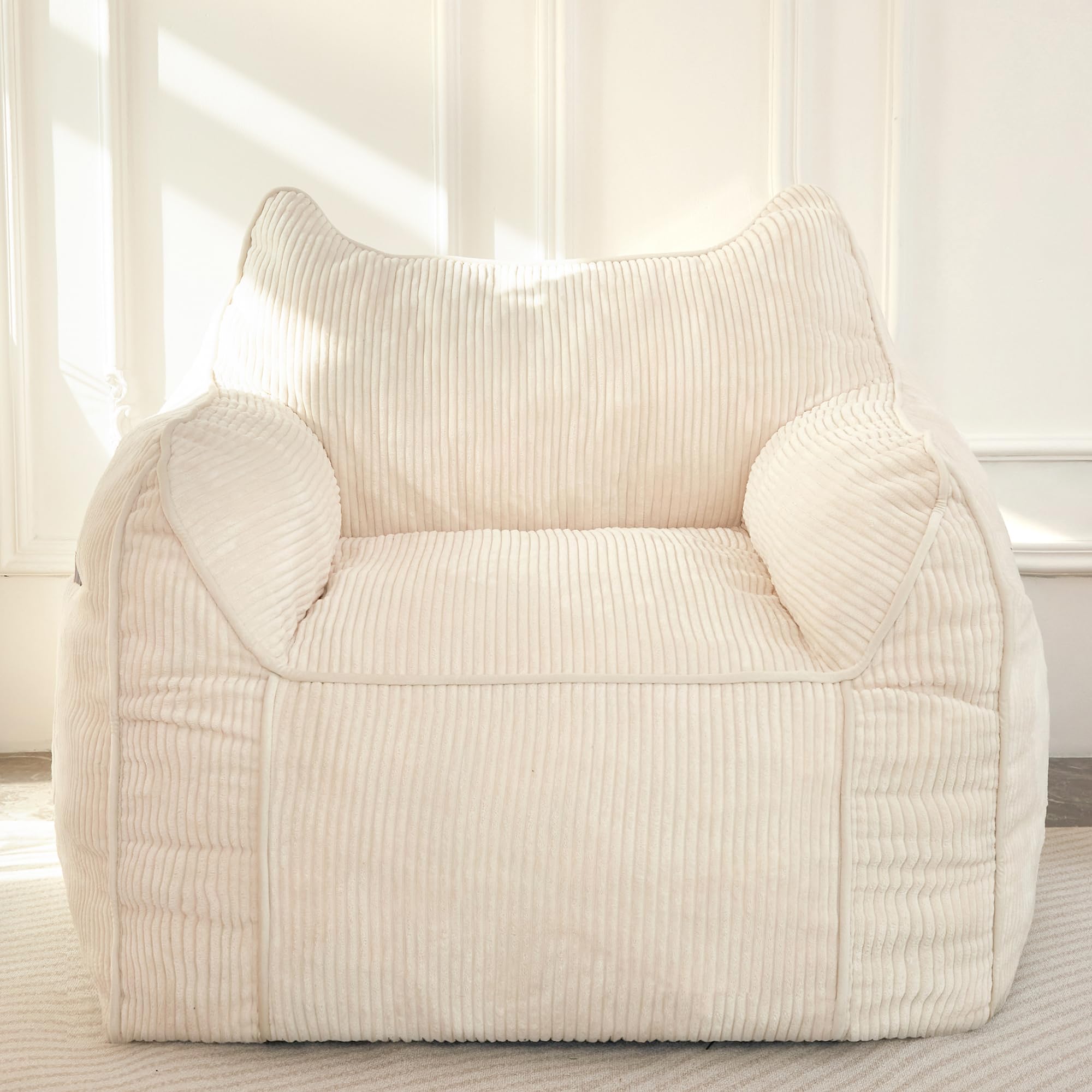 MAXYOYO High-Density Foam Bean Bag Chair Sofa - Soft & Comfortable Beige Lounge Chair for Living Room, Bedroom, Dorm, or Game Room - Perfect for Relaxing, Reading & Gaming