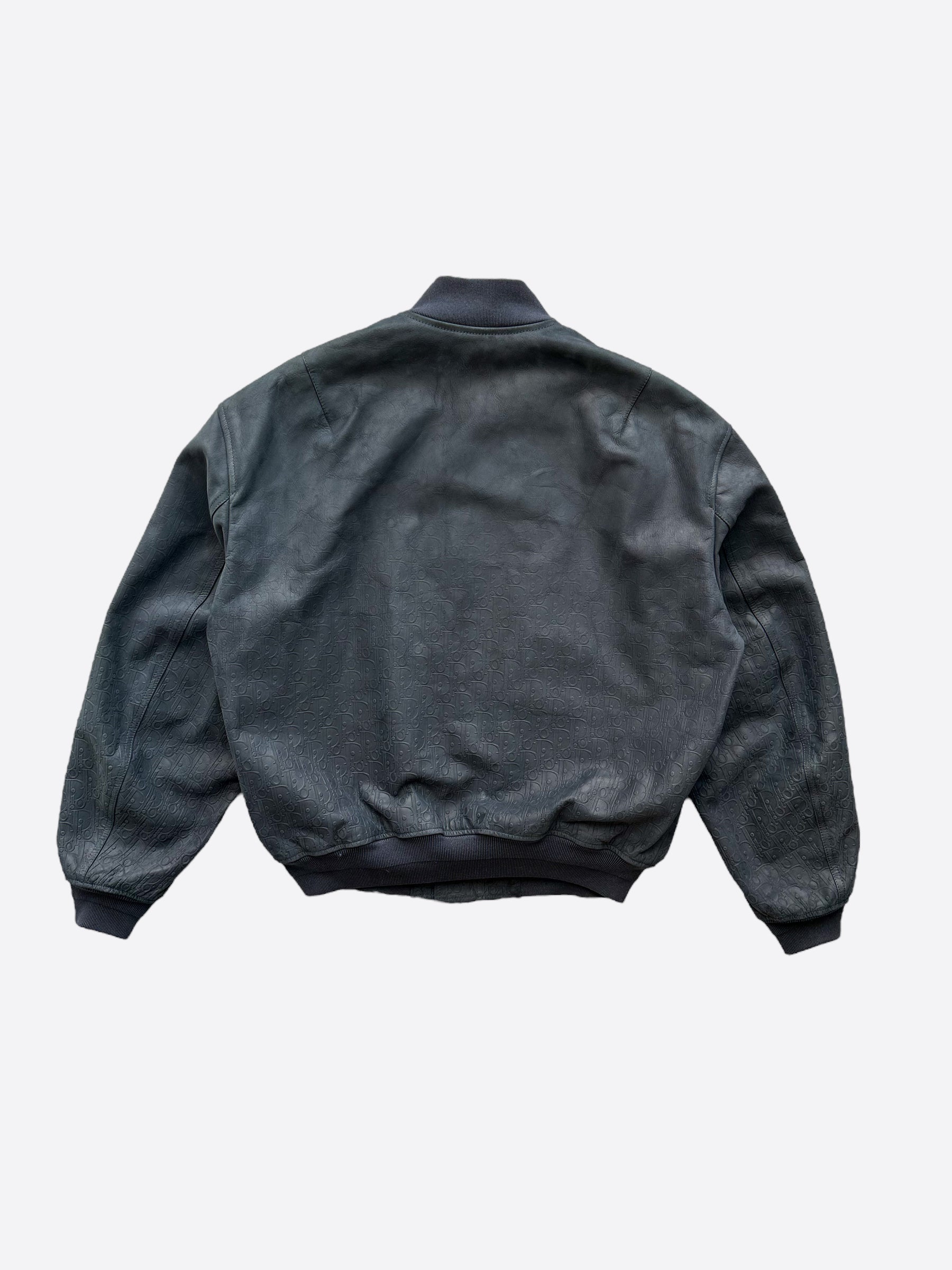 Dior Navy Oblique Leather Bomber Jacket for Men - Luxury Designer Outerwear for Fall & Winter Fashion | Perfect for Casual Wear, Date Nights & Special Occasions