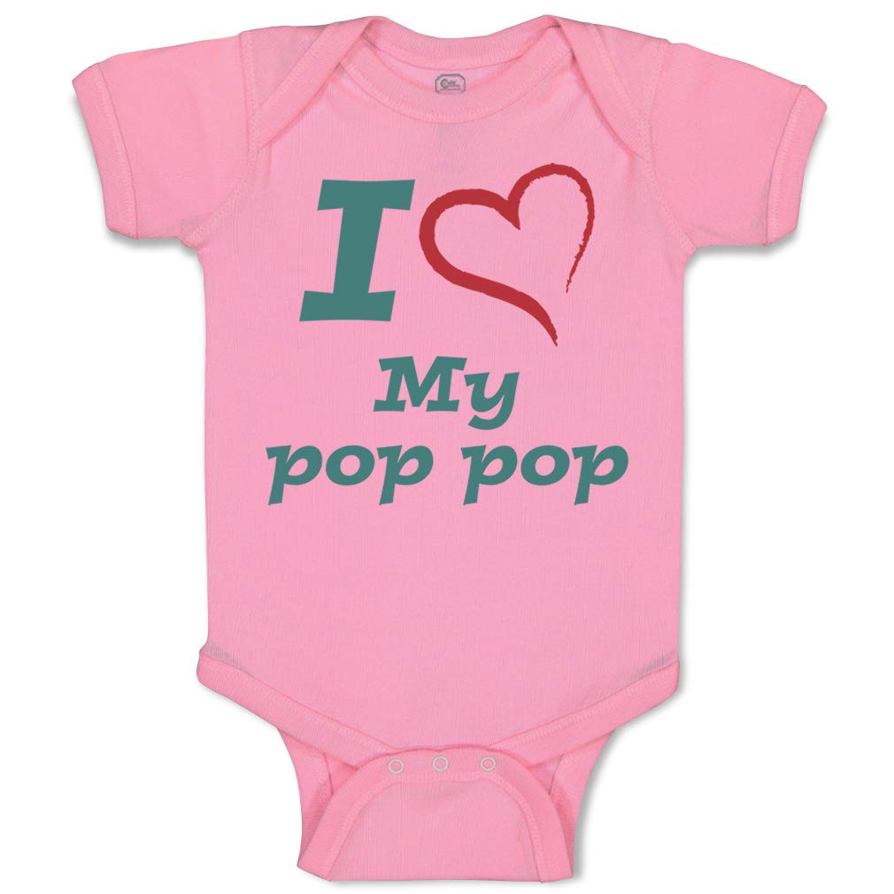 Funny Cute Rascals Baby Bodysuit - I Love My Pop Pop Grandfather Outfit - Soft Cotton Pink Baby Clothes for Boys & Girls - Newborn Infant Gift for Grandparents Day & Family Photos
