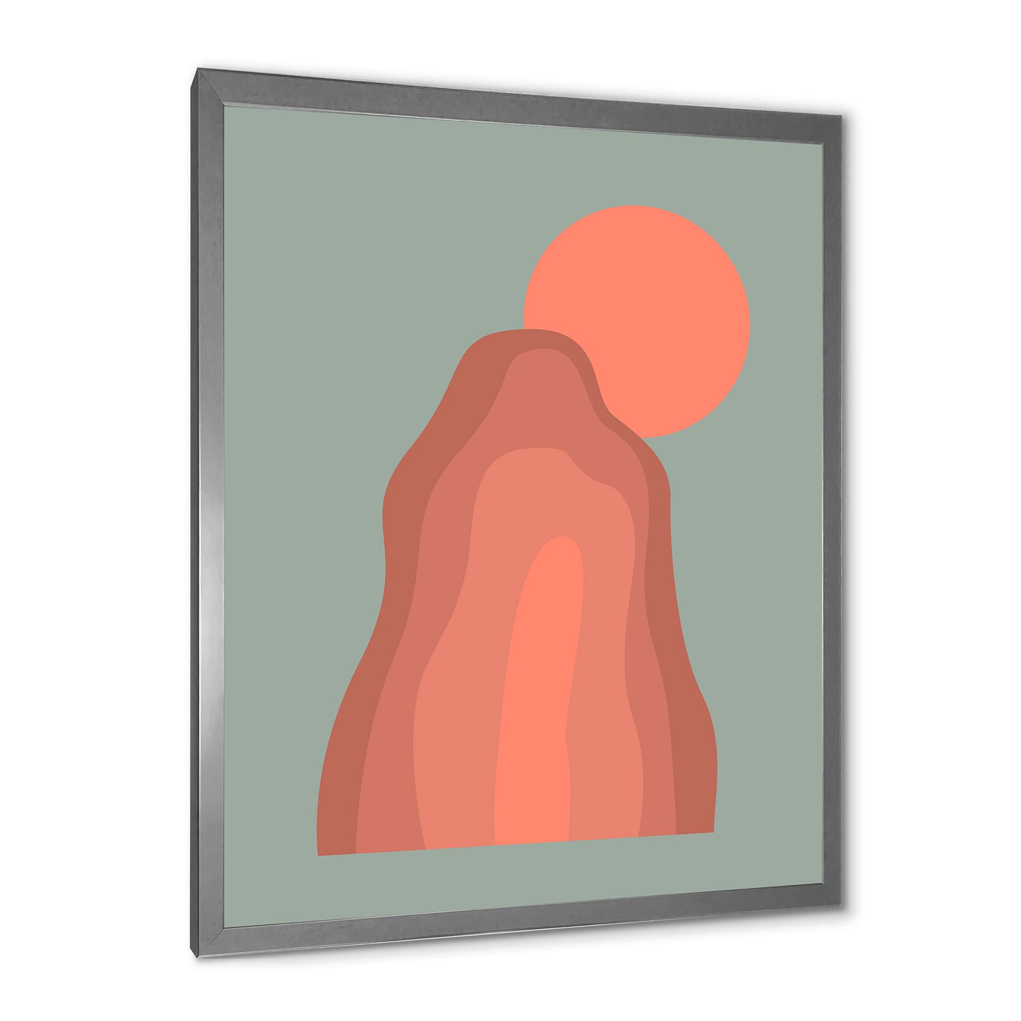 DesignQ Pink Sunset Mountain Landscape Modern Framed Wall Art - Premium Canvas Print for Living Room, Bedroom & Office Decor