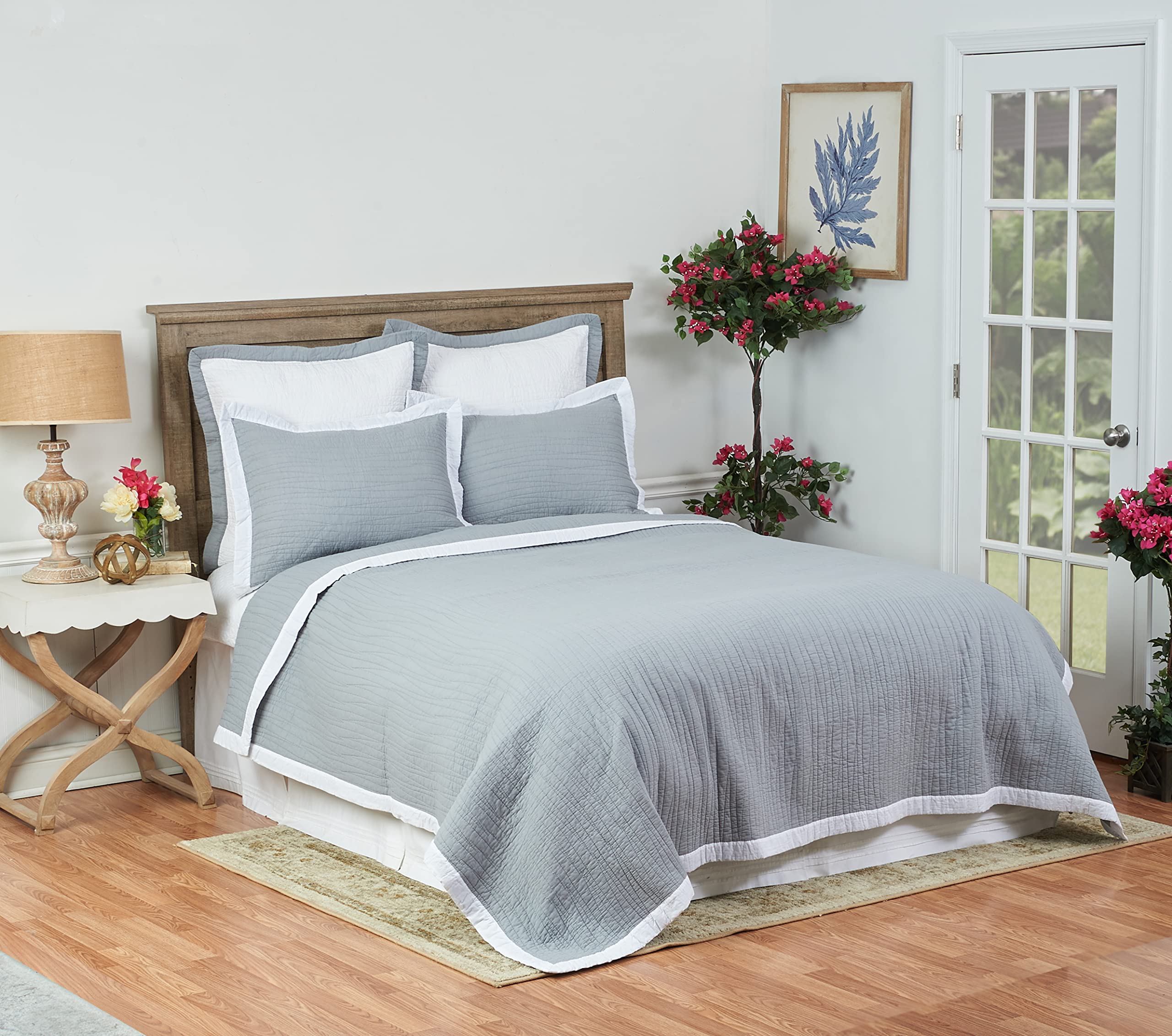 C&F Home Kinsley Slate Full/Queen 3-Piece Reversible Quilt Set with 2 Standard Shams - Solid Grey Bedding for Cozy Bedroom Decor | Perfect for Master Bedrooms, Guest Rooms & Dorm Essentials