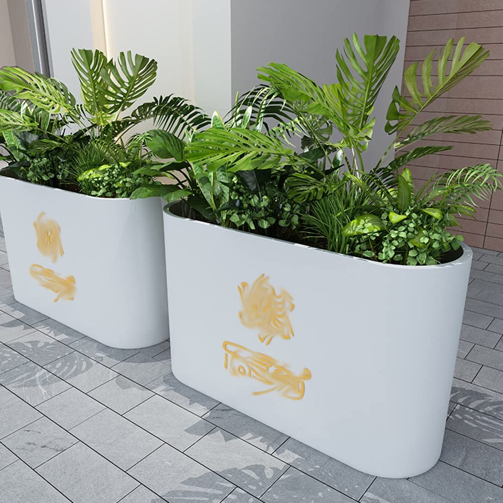 Outdoor Wrought Iron Flower Box - 140x30x50cm White Garden Planter for Plants, Flowers & Herbs | Durable Long Trough Plant Pots for Hotel, Indoor & Commercial Street Decor | Perfect for Balcony, Patio & Urban Gardening
