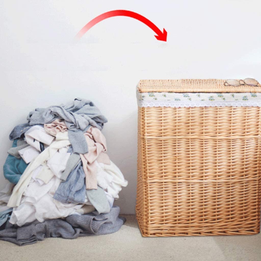 Wicker Laundry Basket with Lid & Handle - Foldable Dirty Clothes Hamper with Lining, Storage Organizer for Bathroom, Bedroom, or Laundry Room | Perfect for Home Organization & Space Saving