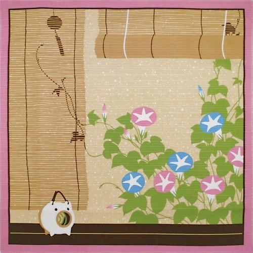 Japanese Maeda Senko Cotton Furoshiki Bento Lunch Wrap Cloth - Summer Morning Glory Design | Eco-Friendly Reusable Food Wrapping | Perfect for Picnics, Lunch Boxes & Gift Wrapping