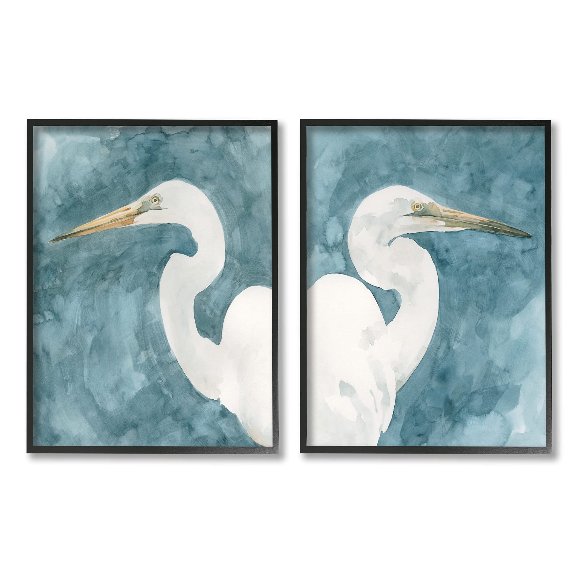 Emma Caroline Abstract Blue Sky Nautical Cranes Bird Portraits Framed Wall Art Set - 2pc, 16