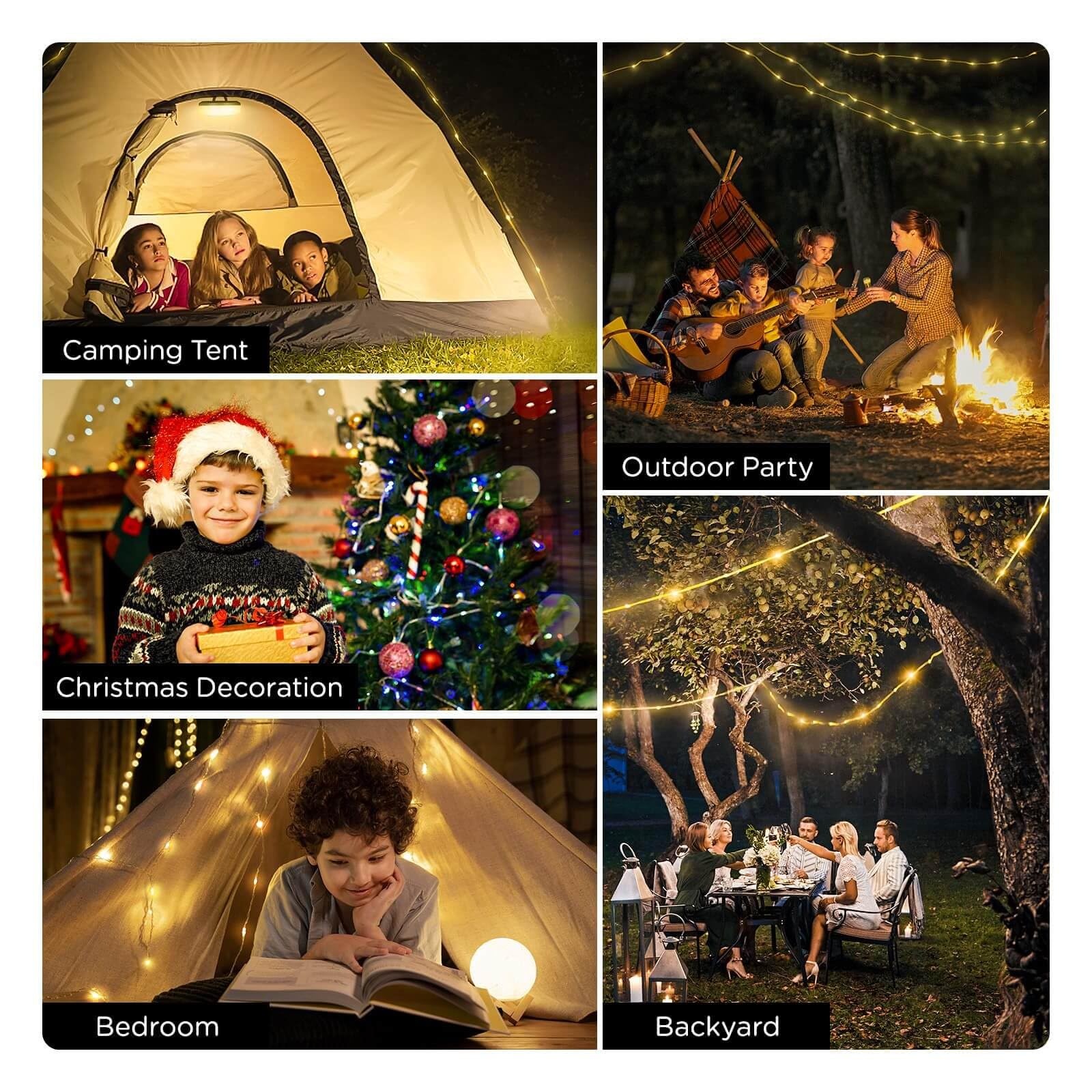 Rechargeable 32.8FT Waterproof LED Camping String Lights - 8 Lighting Modes, Quick Storage Design for Outdoor, Tent, Patio, Garden & Party Decorations | Perfect for Camping Trips, Backyard Gatherings & Holiday Celebrations