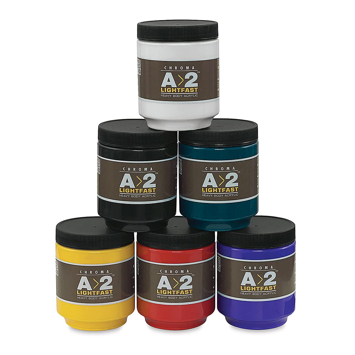 Chroma A2 Student Acrylic Paint Set - 6 Assorted Colors (250ml Jars) for Canvas Painting, Art Projects & School Supplies
